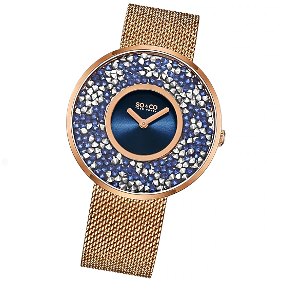 SO&CO Chelsea 5223M 40mm Crystal Gem Dial Watch with Mesh Bracelet ...