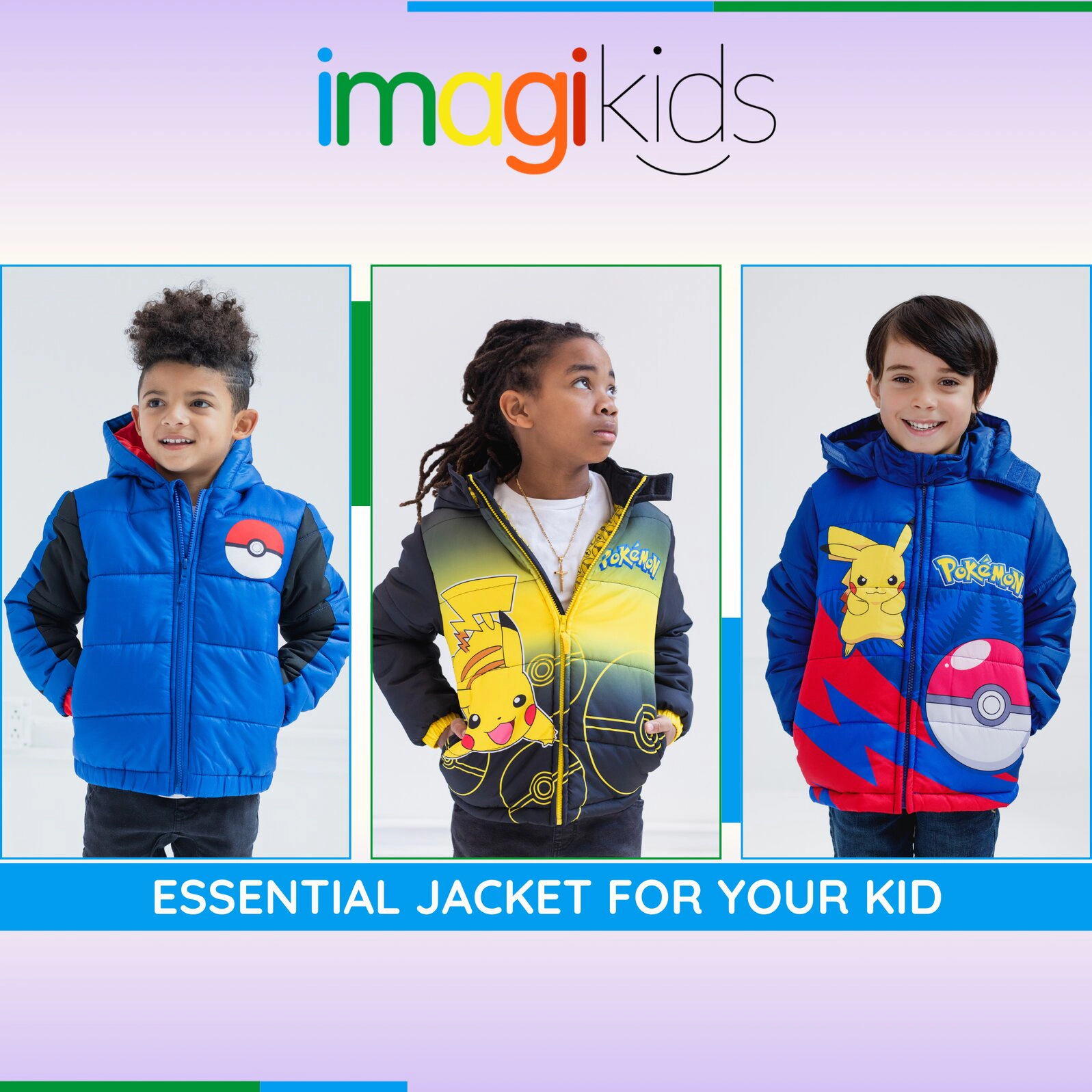 Pokemon Boys' Hooded Puffer Jacket
