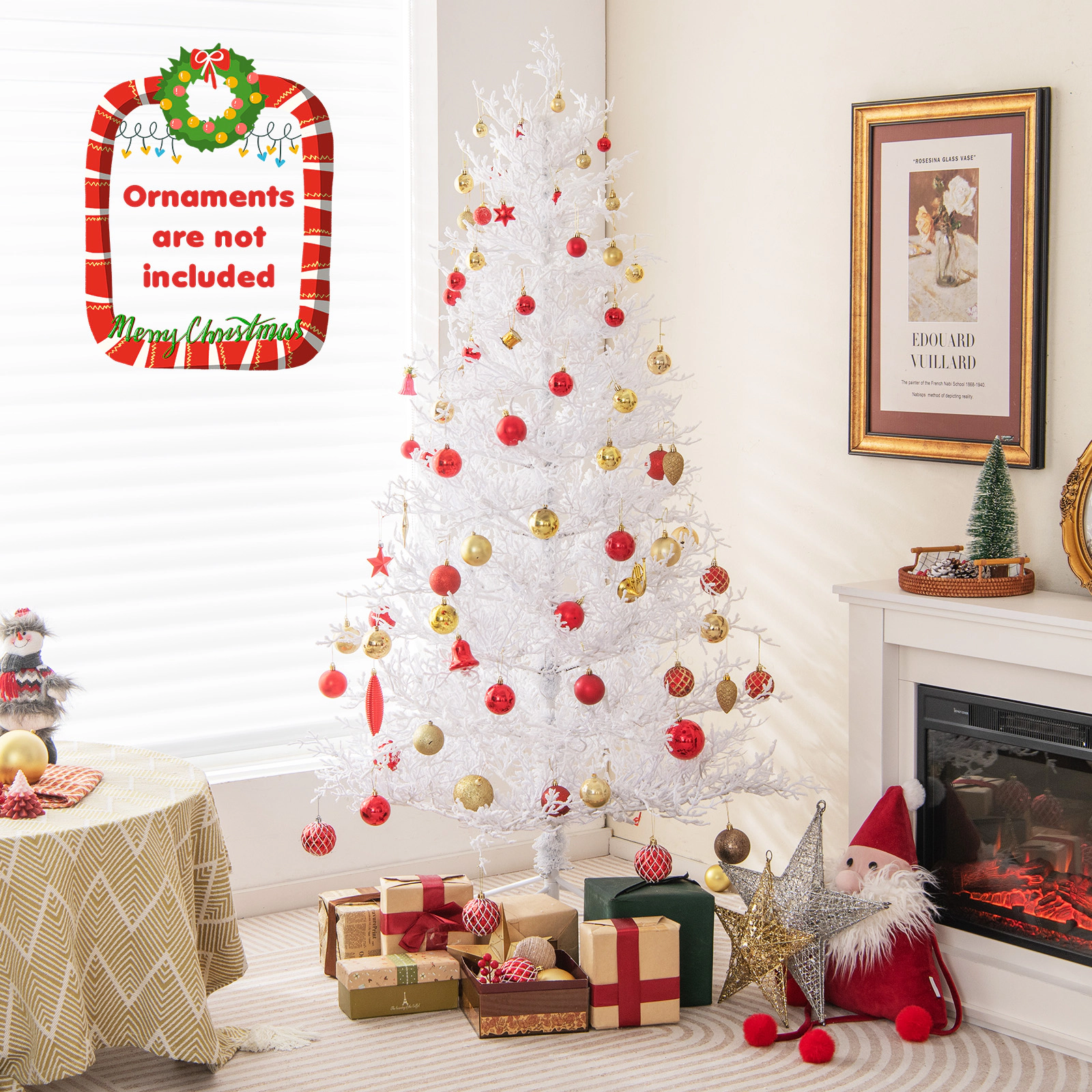 LJG 6 Feet Artificial Xmas Tree with 383 PE Branch Tips and 300 LED Lights