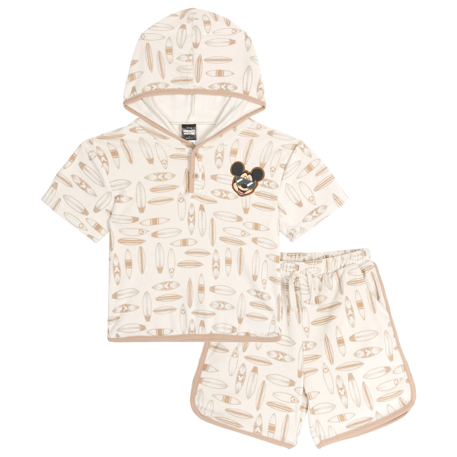 Disney Mickey Mouse Boys' Loungewear 2-Piece Hooded T-Shirt and Shorts Set