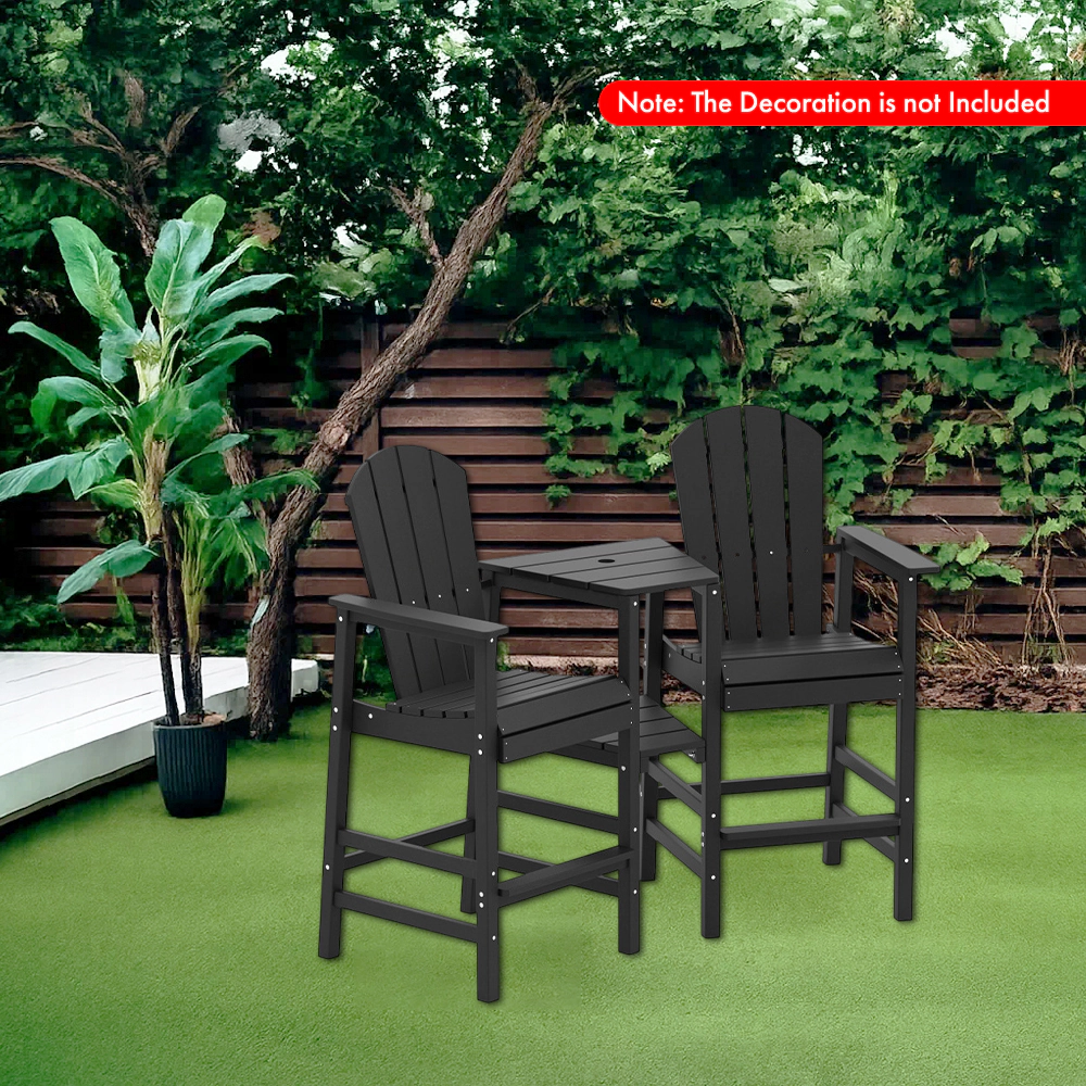 Hivvago All-Weather Two-Seat Adirondack Chair with Central Connecting Tray