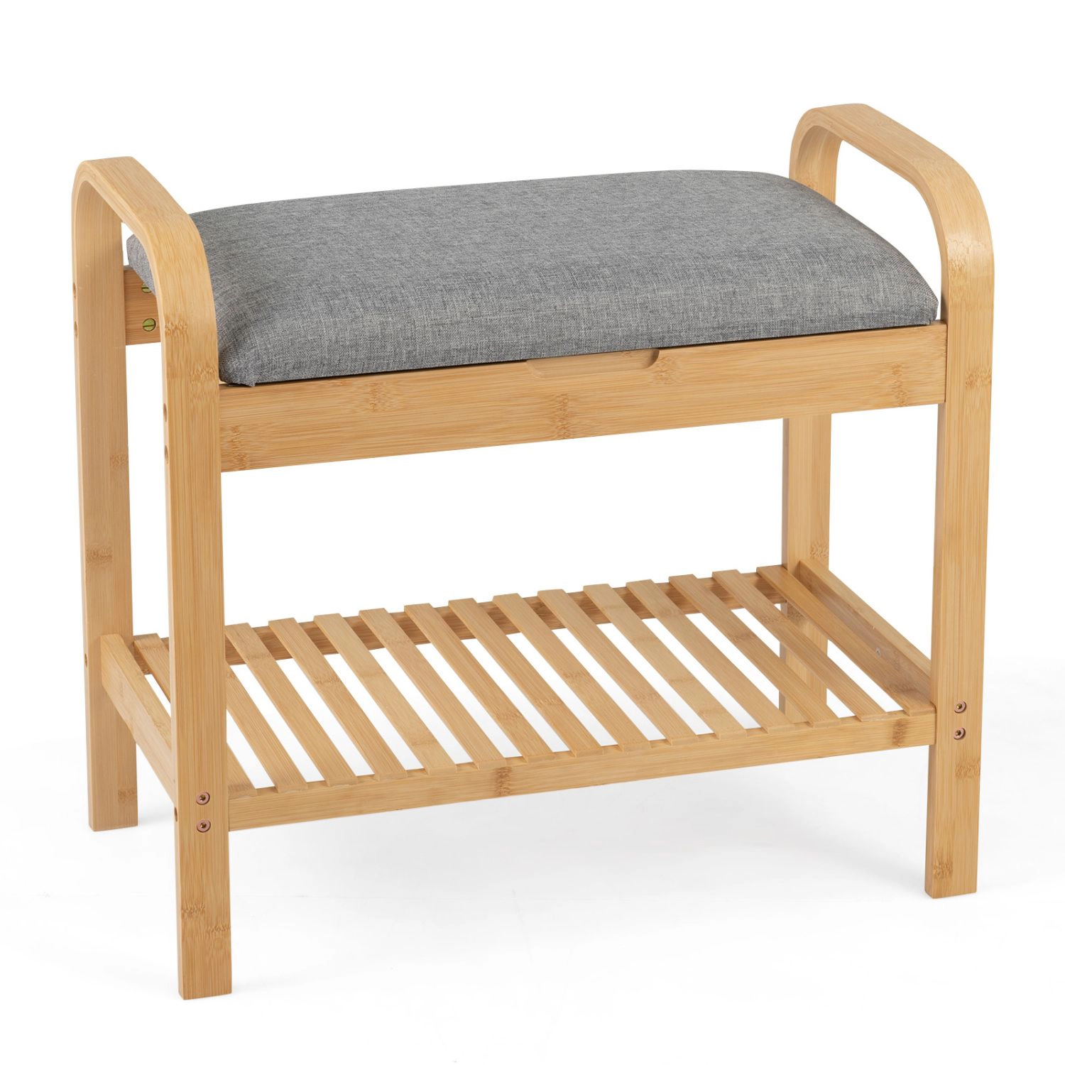 SlickBlue 2 Tier Shoe Rack Bench with Cushioned Seat