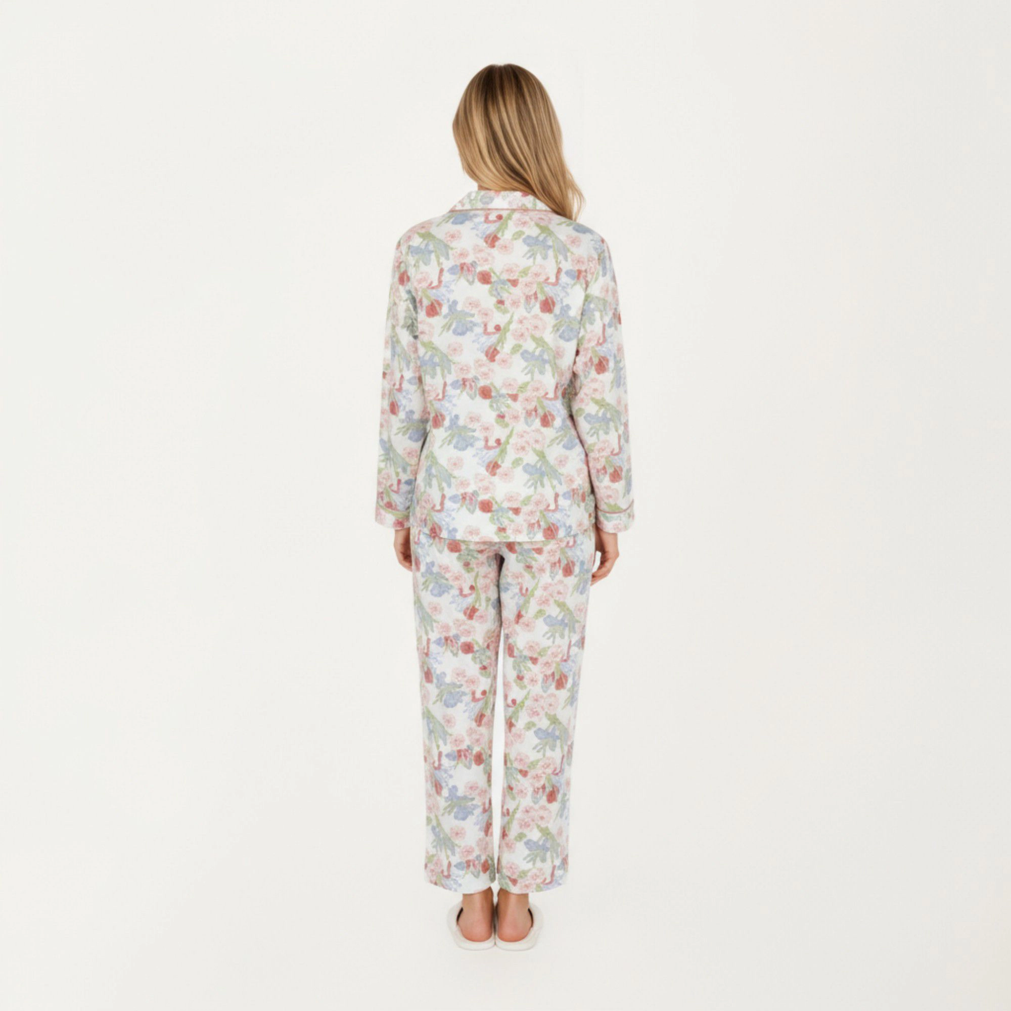 Anna-Kaci Women's 2-Piece Floral Print Button Up Long Sleeve Pajama Top and Matching Pants