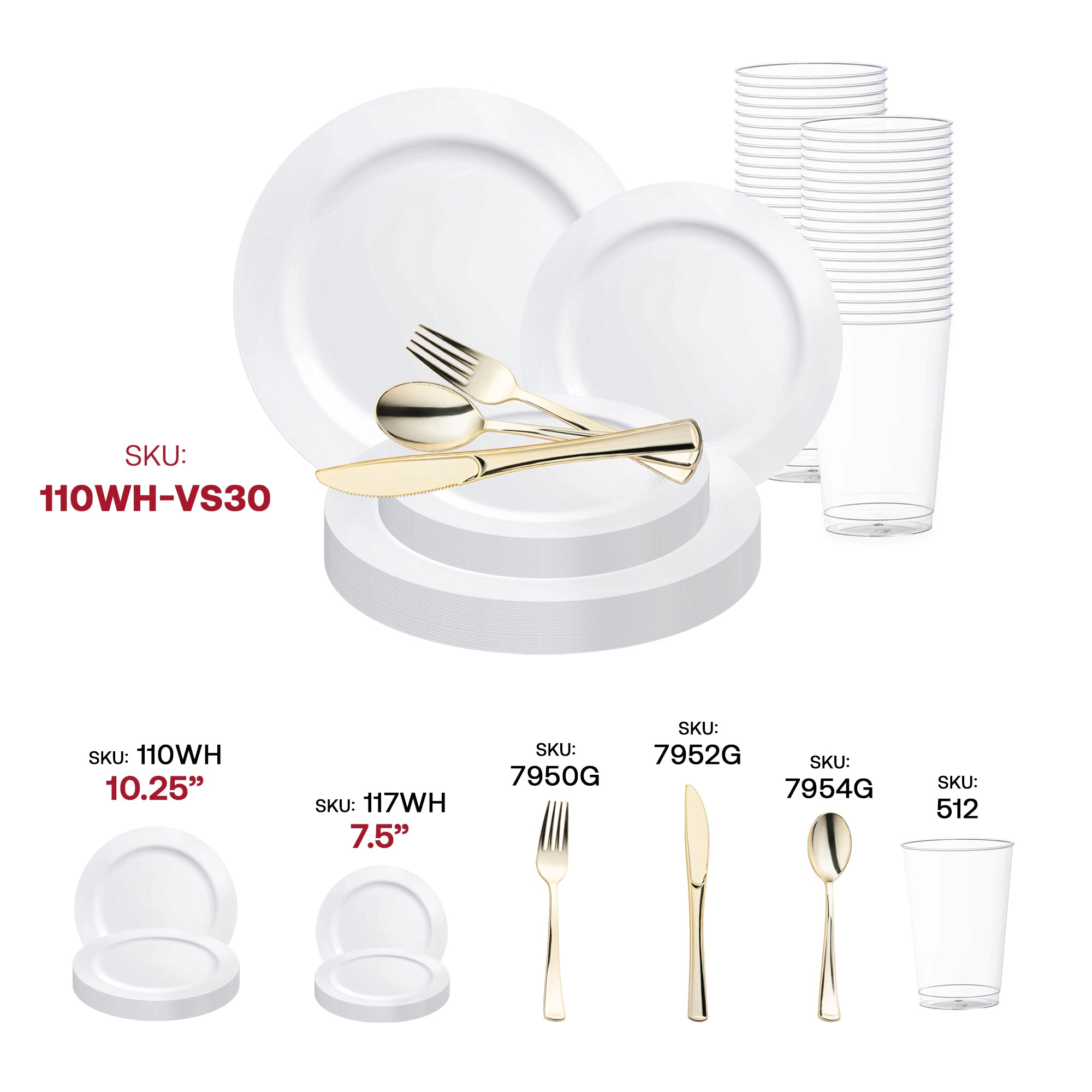 Smarty Had A Party Solid White Economy Round Disposable Plastic Wedding Value Set
