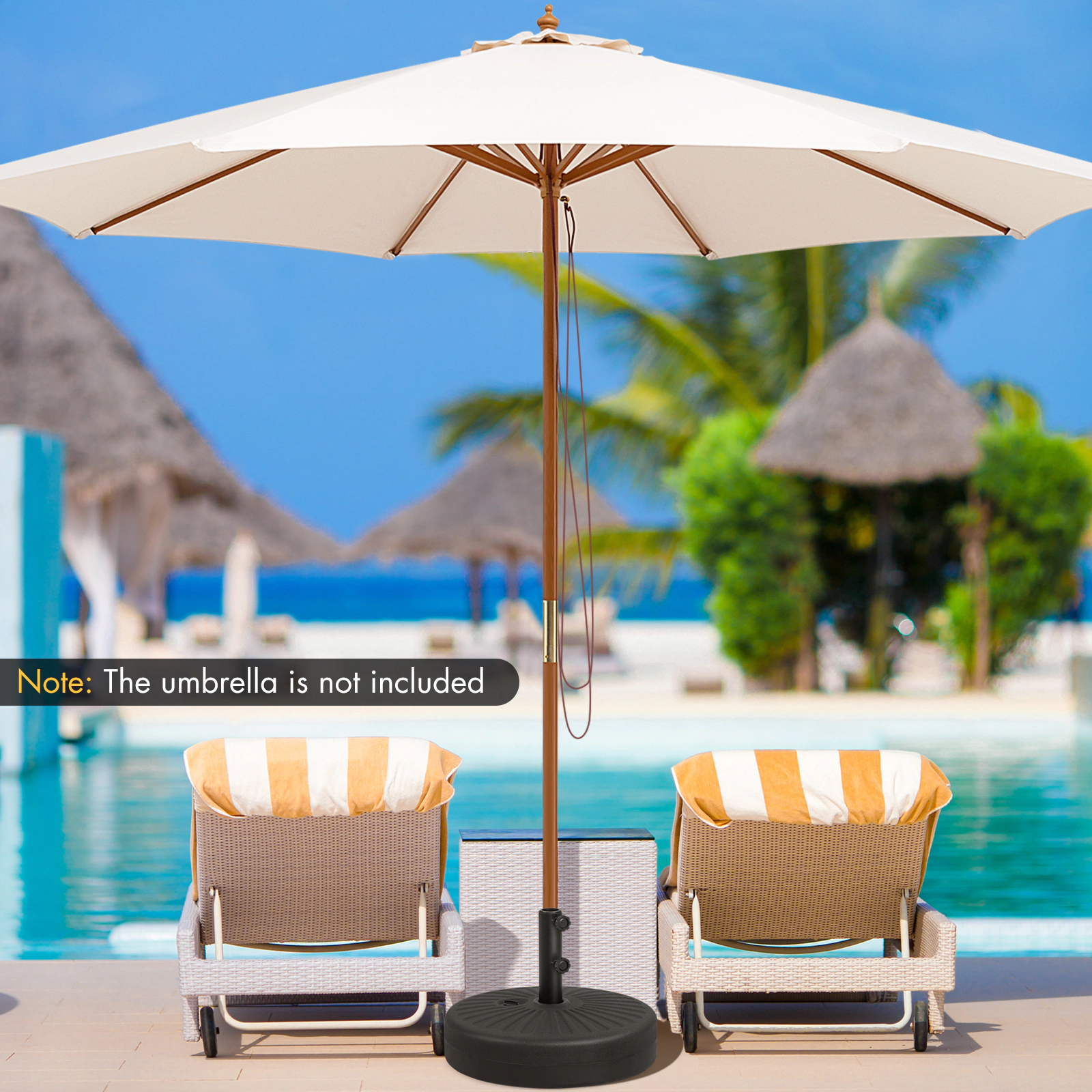 Slickblue Fillable Patio Umbrella Base Stand Black for 9 to 10 Ft Market Umbrellas