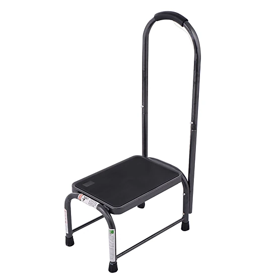 SUGIFT 330-lb Capacity Non-Slip Powder-Coated Iron Step Stool with Safety Handle and 4 Rubber Pads