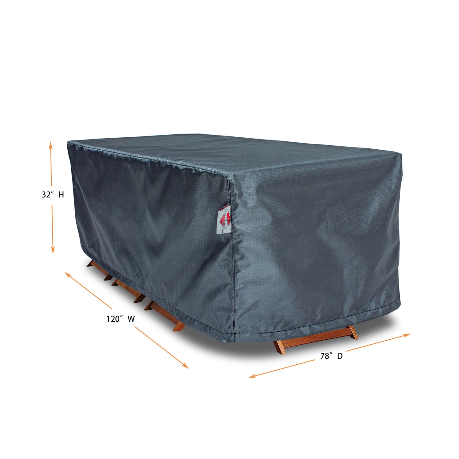 Summerset Shield Gold 2-Layer Polyester Fabric Outdoor Dining Set Cover - 120x78", Charcoal Grey