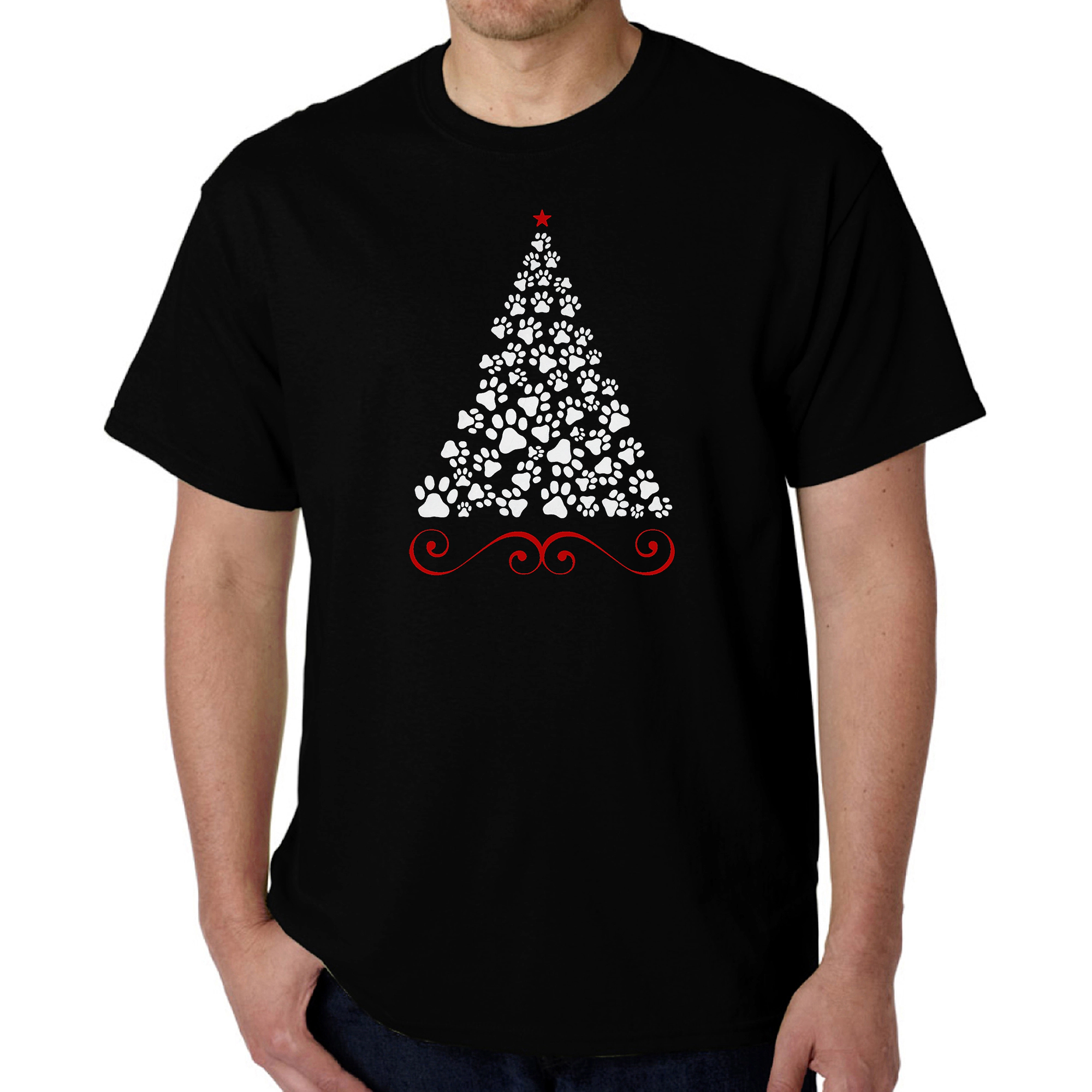 LA Pop Art Men's Word T-Shirt - Paw Christmas Tree
