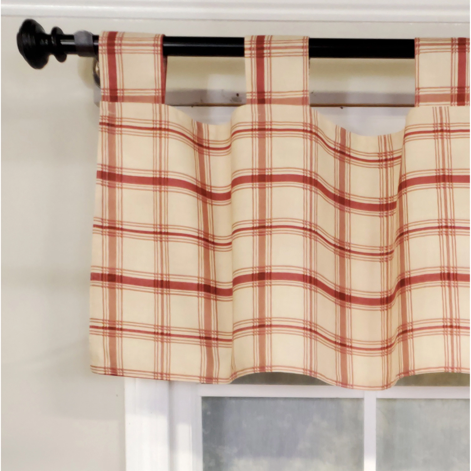 RLF Home 4" Top Tab High Quality Fabric Al Fresco Tab Valance for Windows 50" x 16" Burgundy