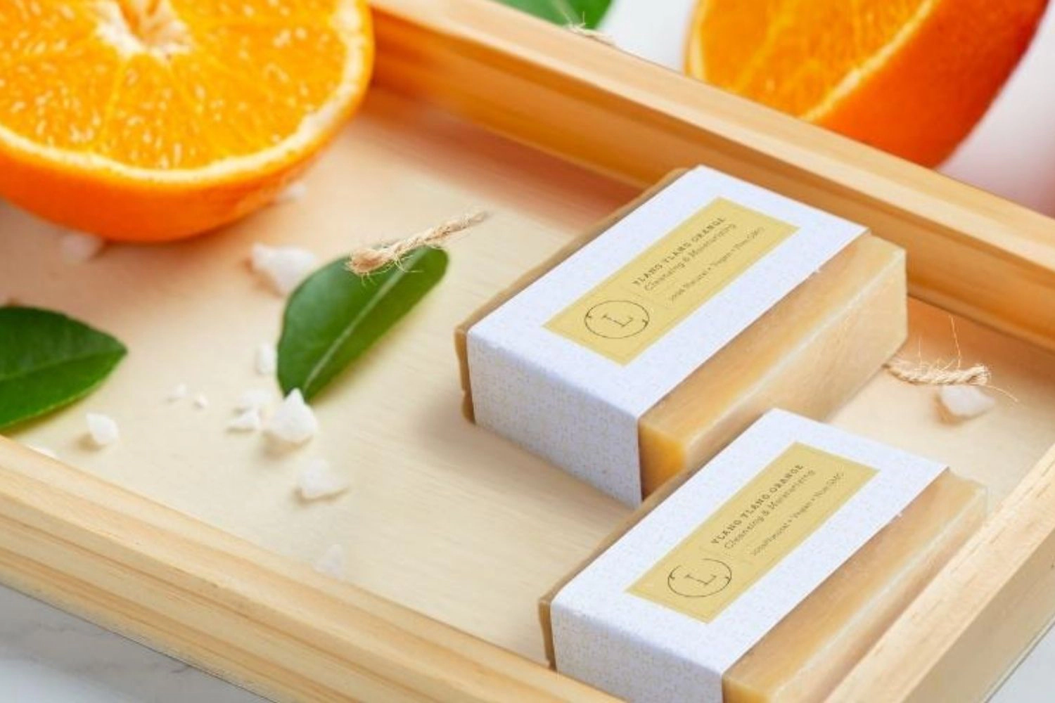 2x Natural Handmade Orange & Ylang Ylang Soap Bars - 4.5 oz each, Vegan Cold Process