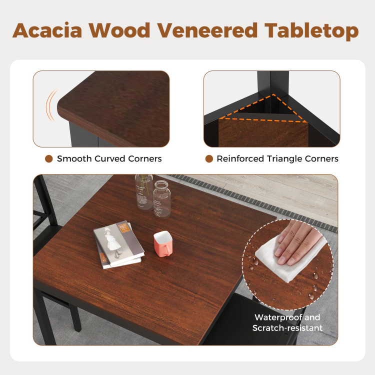Hivvago 3-Piece Dining Table Set Wooden Square Kitchen For 2 People