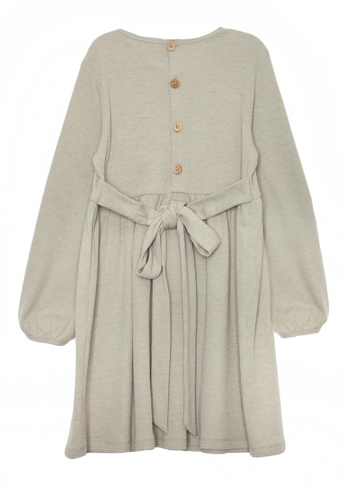 Mabel and Honey Olive Knit Dress - Girls Long Sleeve