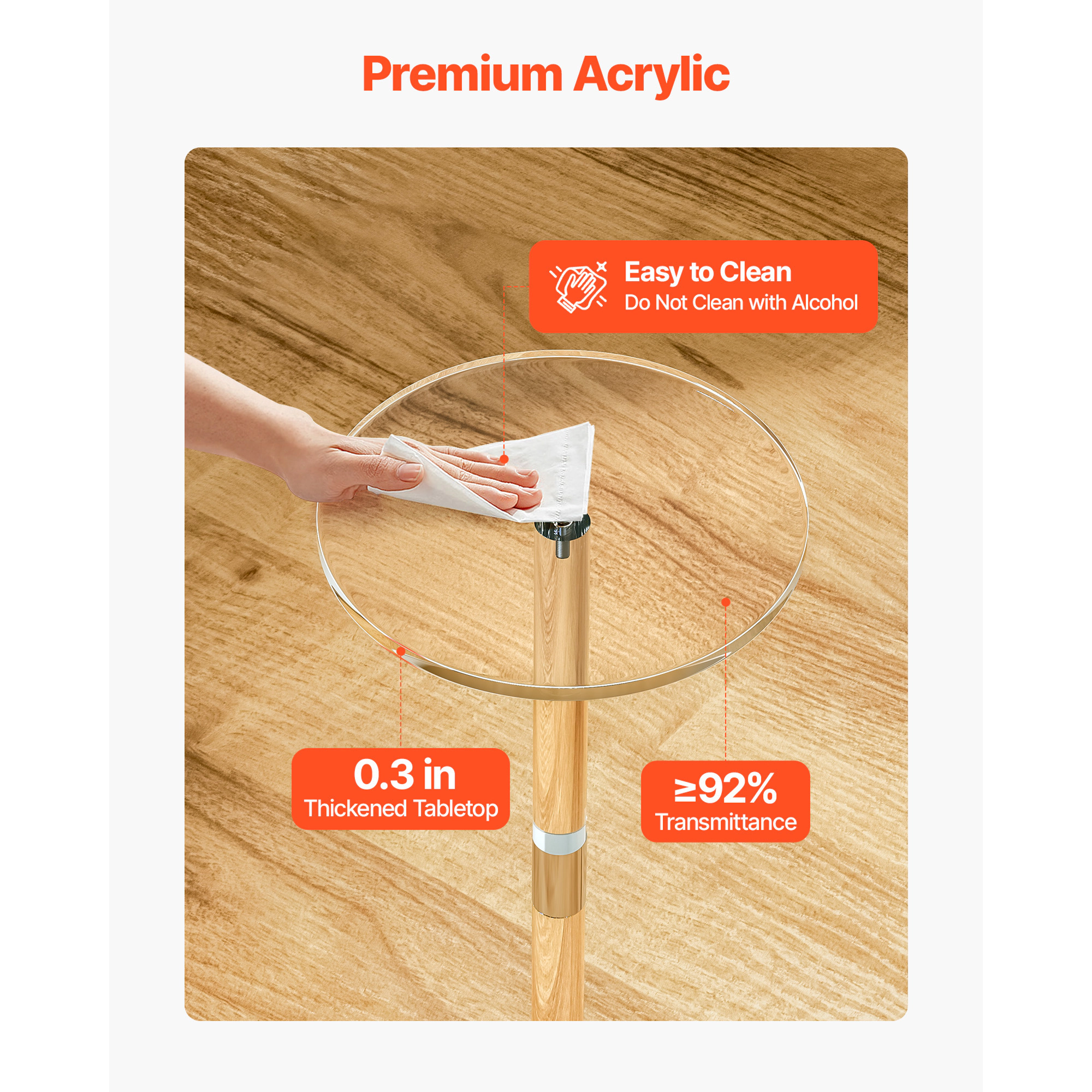 HONGGE Clear Acrylic Side End Table for Modern Desk