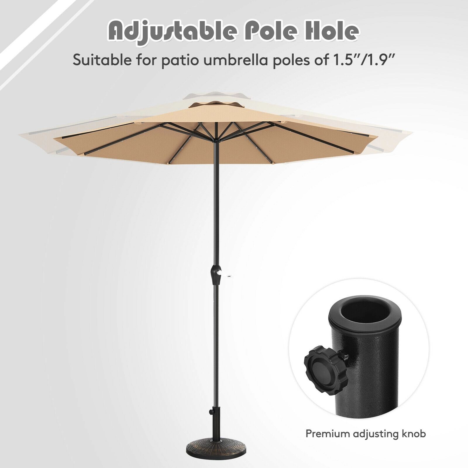 SUGIFT 27-lb Bronze Resin Market Umbrella Base for 1.5-in and 1.9-in Poles