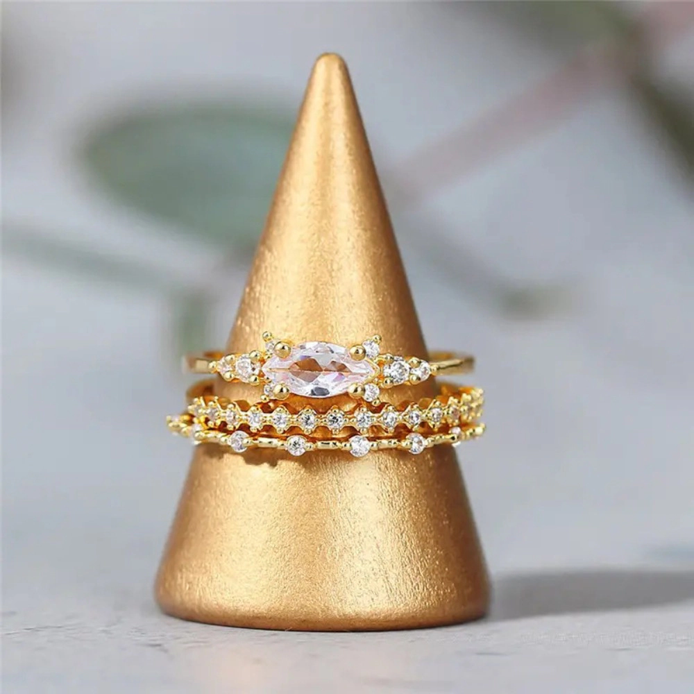 3PcsTrend Dainty Rings For Women Entry Lux Zircon Midi Finger Engagement
