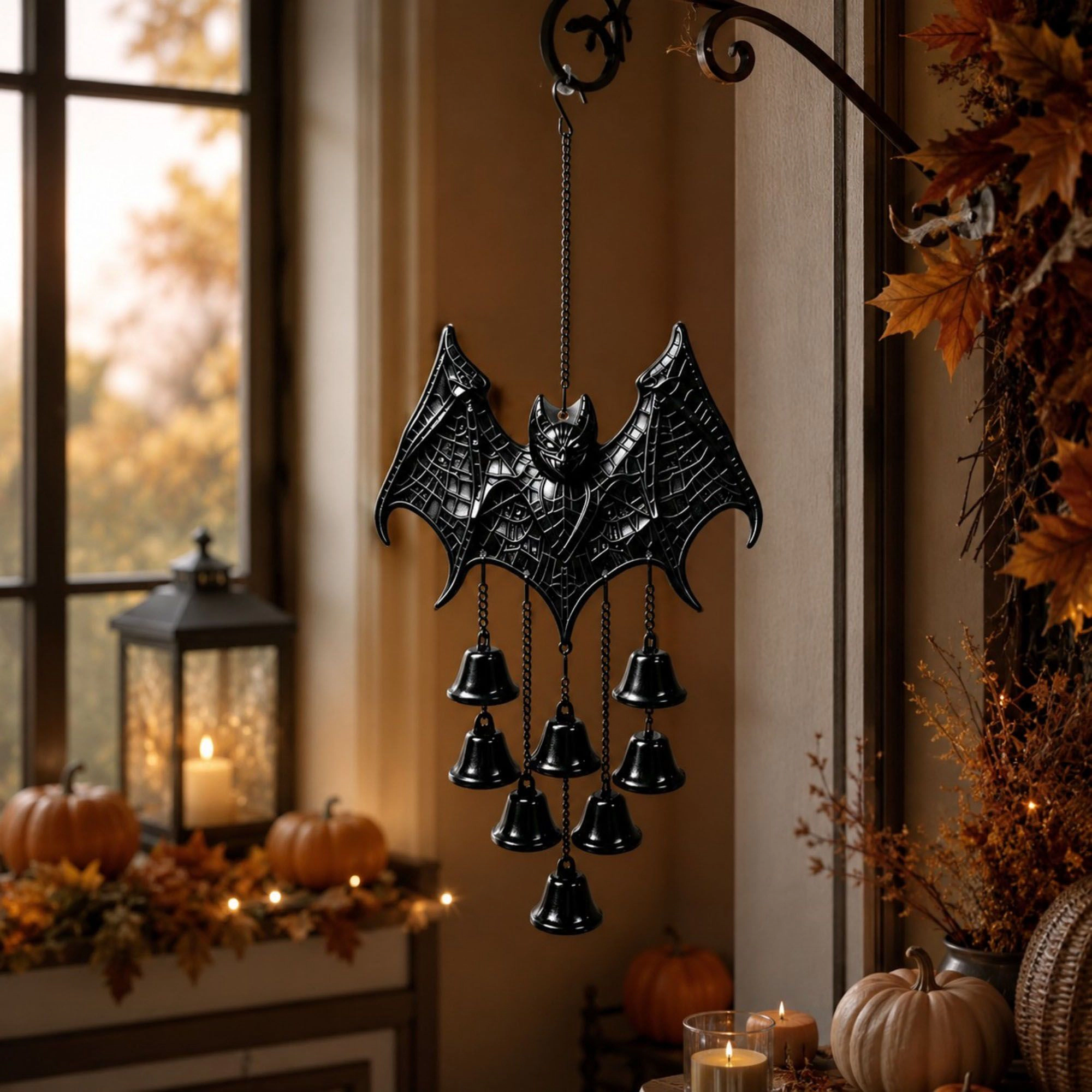 Alilang Halloween Metal Bat Hanging Wall Decor