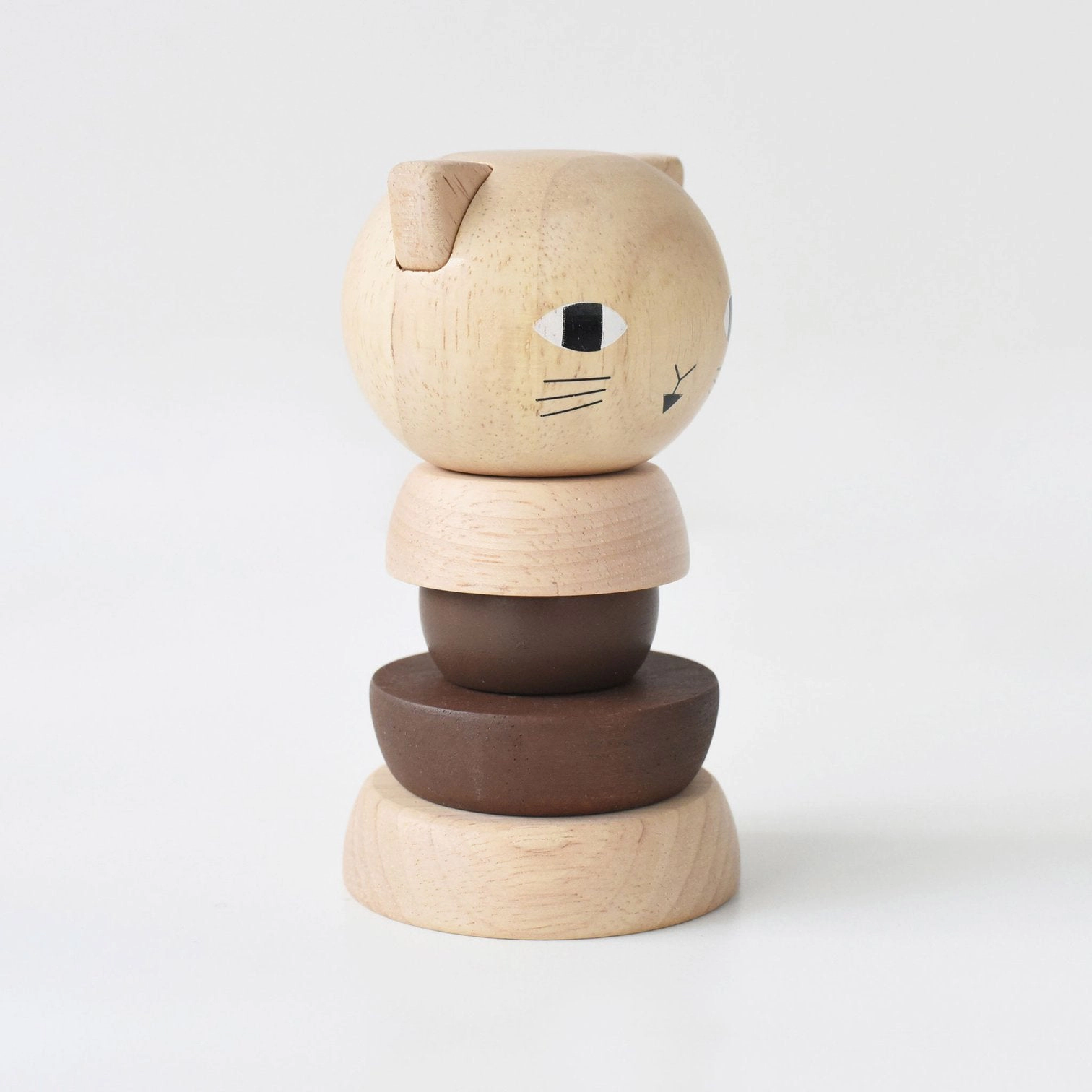 Wee Gallery Cat Wood Stacker and Pets Beginner Puzzles - Montessori Wooden Toy