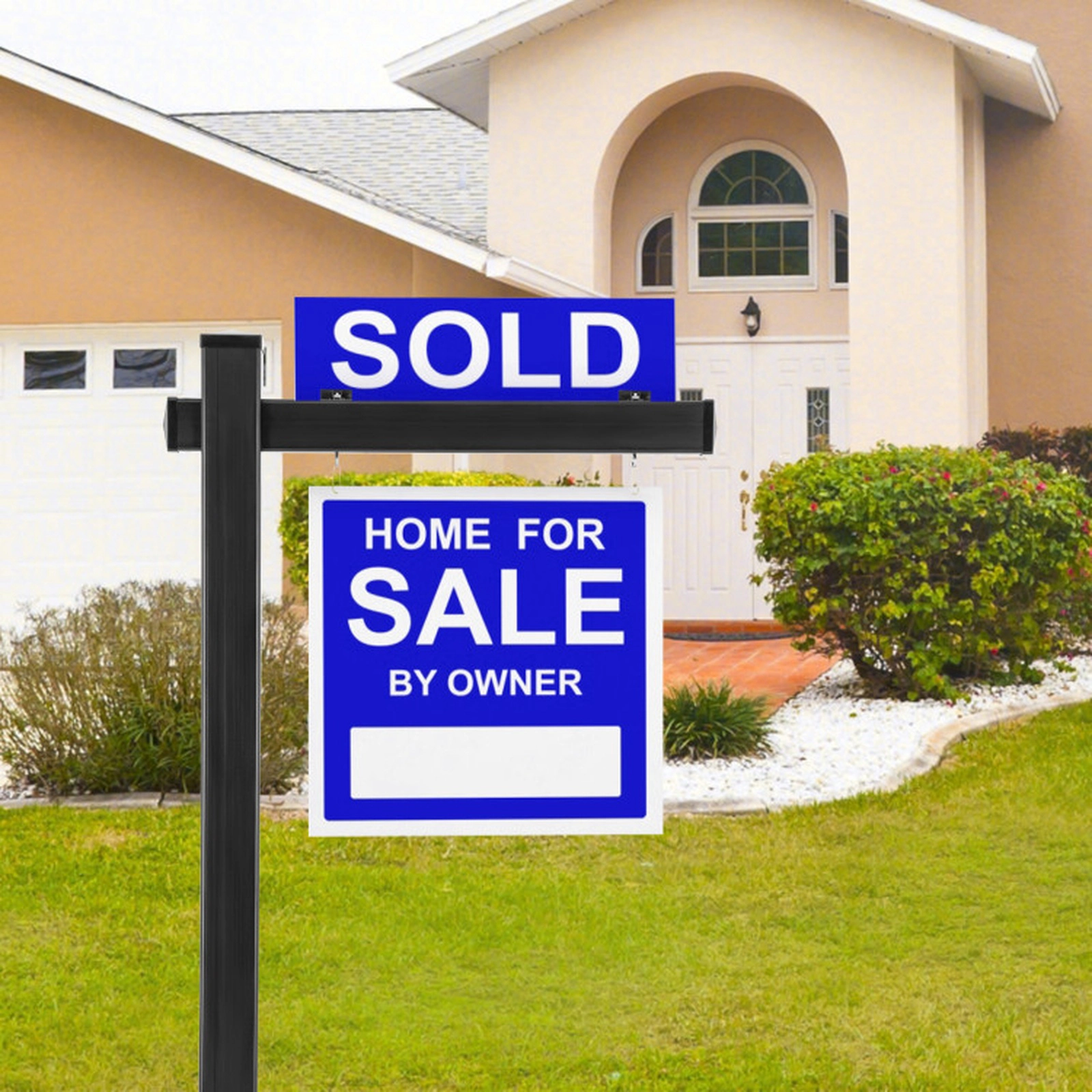 SUGIFT Set of 4 6-ft UPVC Vinyl Real Estate Realtor Yard Sign Posts with 36-in Arm and Steel Ground Stake