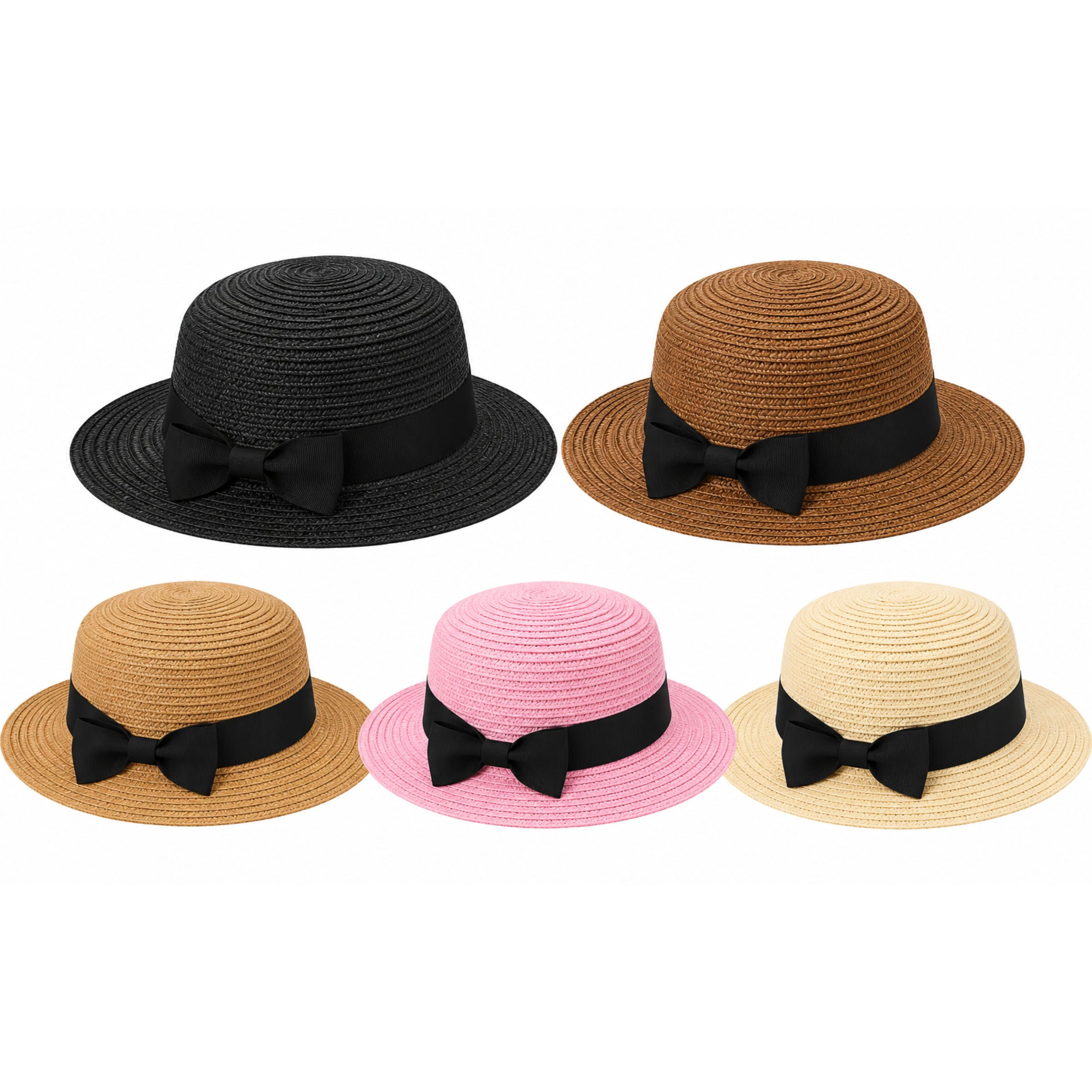 Home Collection Women’s Wide Brim Paper Straw Boater Sun Hat with Bow