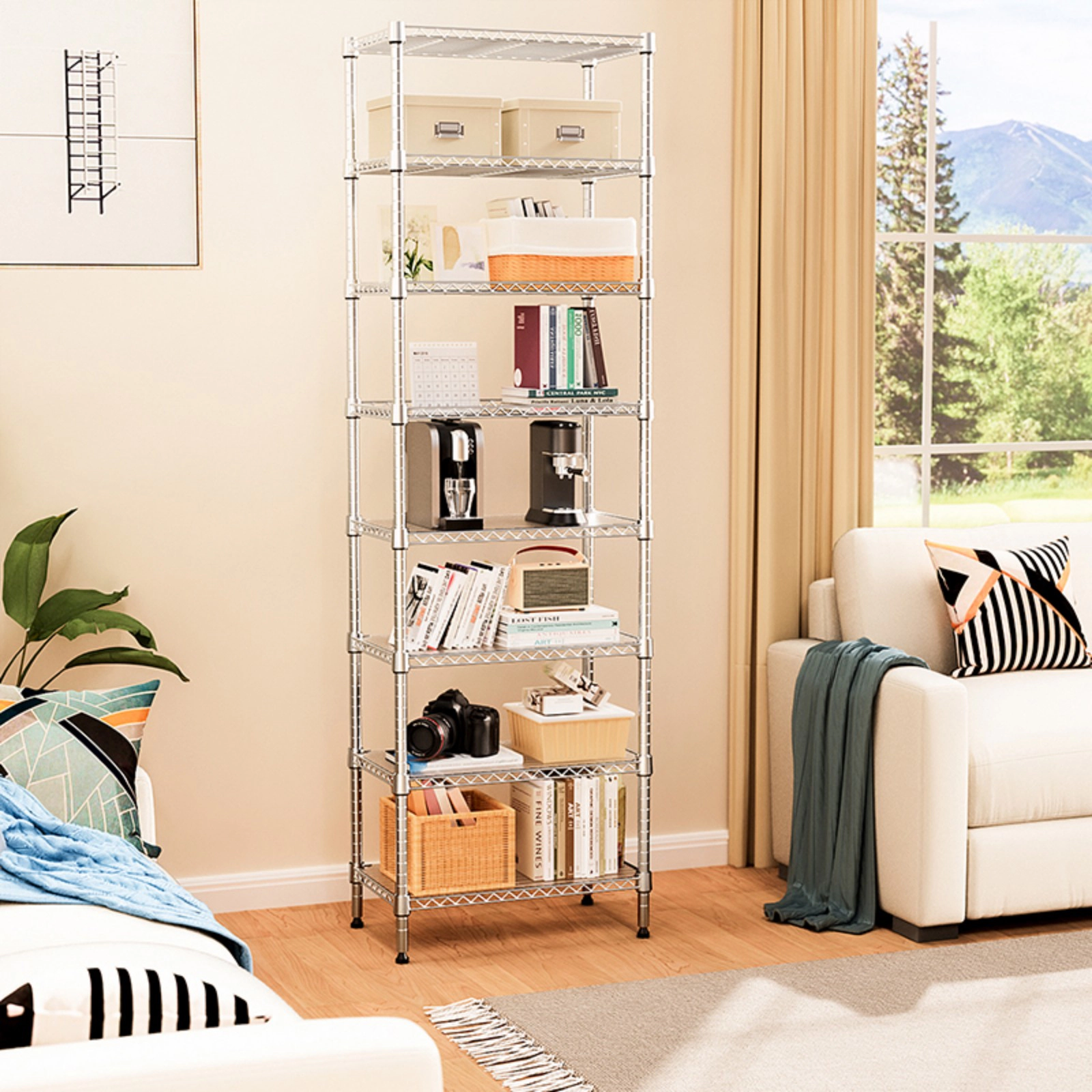 Flynama 8 Tier Chrome Wire Shelving 2000 LBS 79.5H x 23.6W x 13.8D in Organizer Rack for Laundry Kitchen and Garage