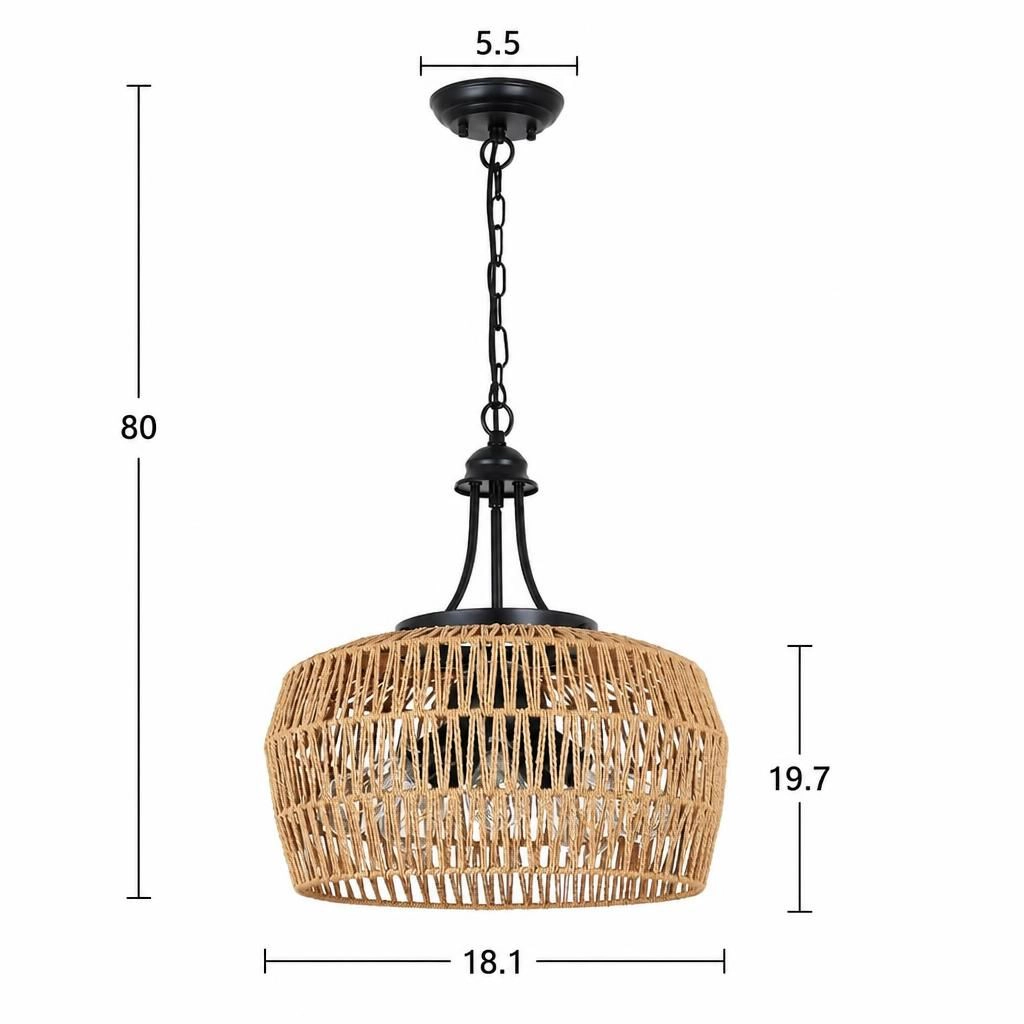 ELEMENT ACE Handwoven Rattan Metal Flush Mount Ceiling Light