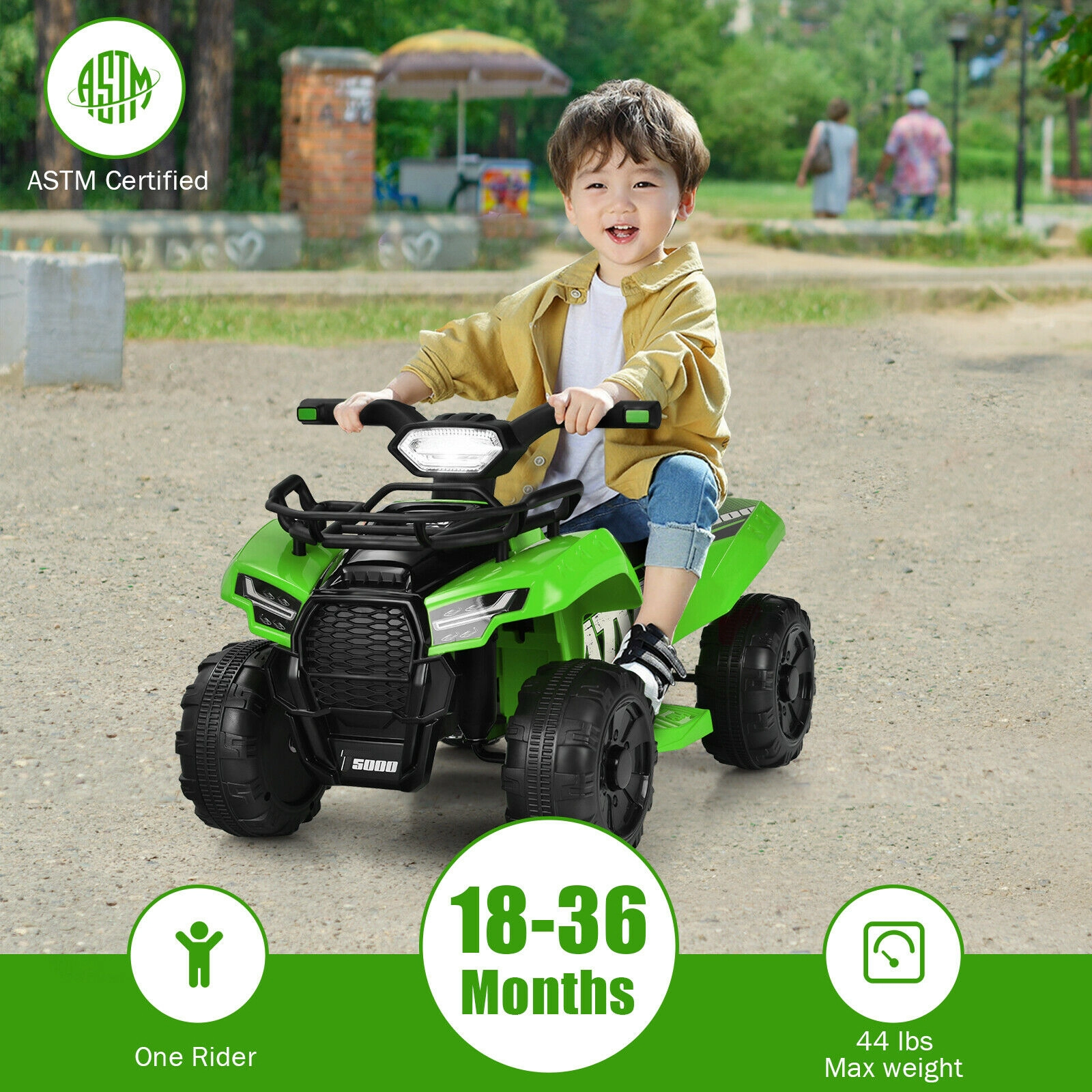 SUGIFT LED Light and MP3 Player 6V Kids Electric Ride On ATV Quad