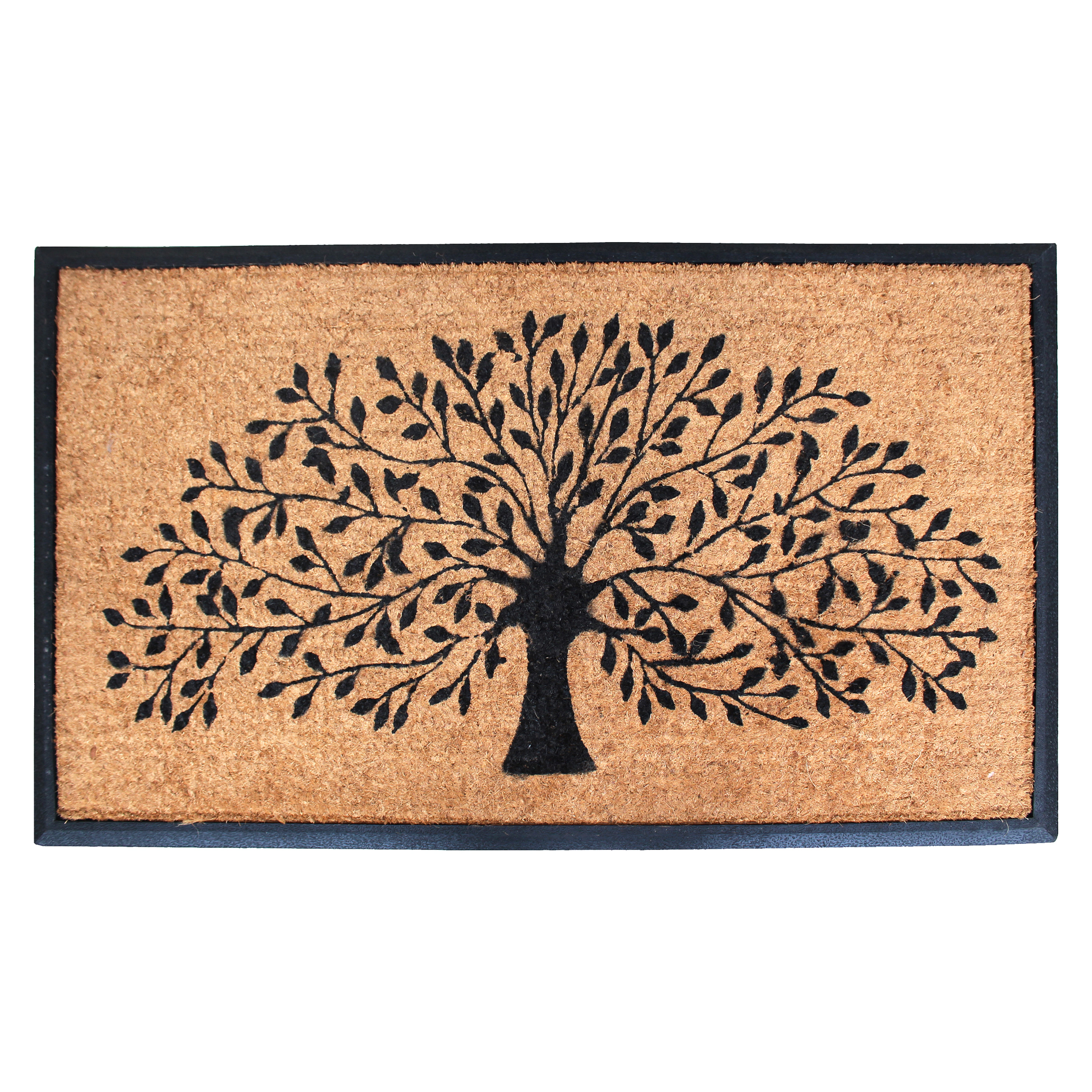 A1HC Coir and Rubber Door Mat 30x48 Inches Anti-Shed Fade-Resistant Heavy Duty Shredding Tree Black