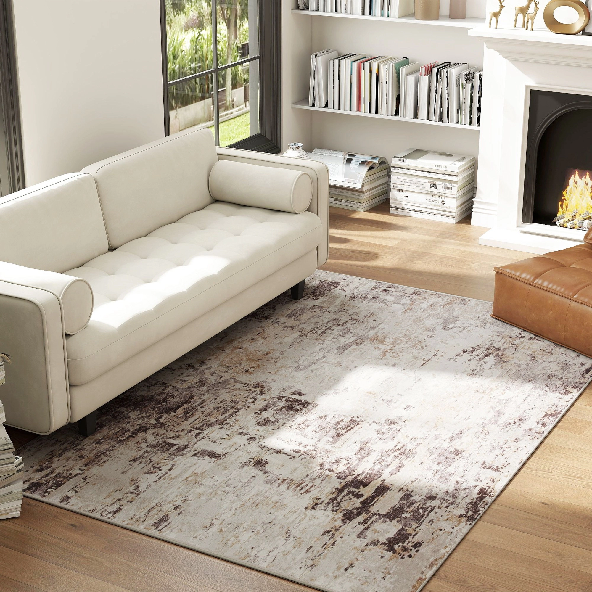 HONGGE Machine Washable Area Rug, Non-Slip Modern Abstract Floor Carpet for Living Room, Bedroom, Dining Room