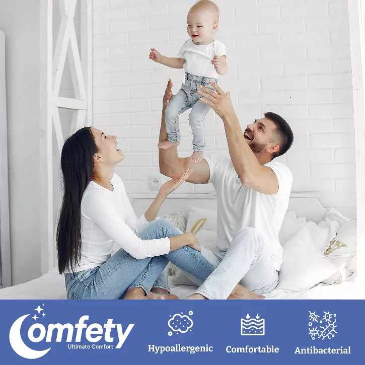Comfety Organic Mattress Protector, 100% Waterproof Hypoallergenic Breathable Cotton Cover Ultra Soft Mattress Pad Cover