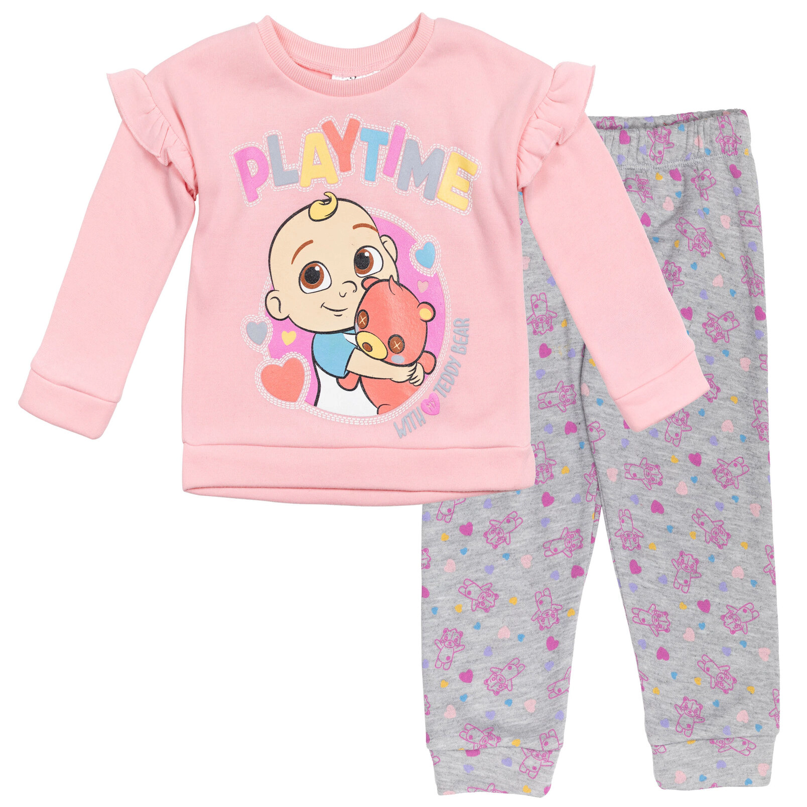 Cocomelon JJ Girls' Fleece 2-Piece Sweatshirt and Pants Set