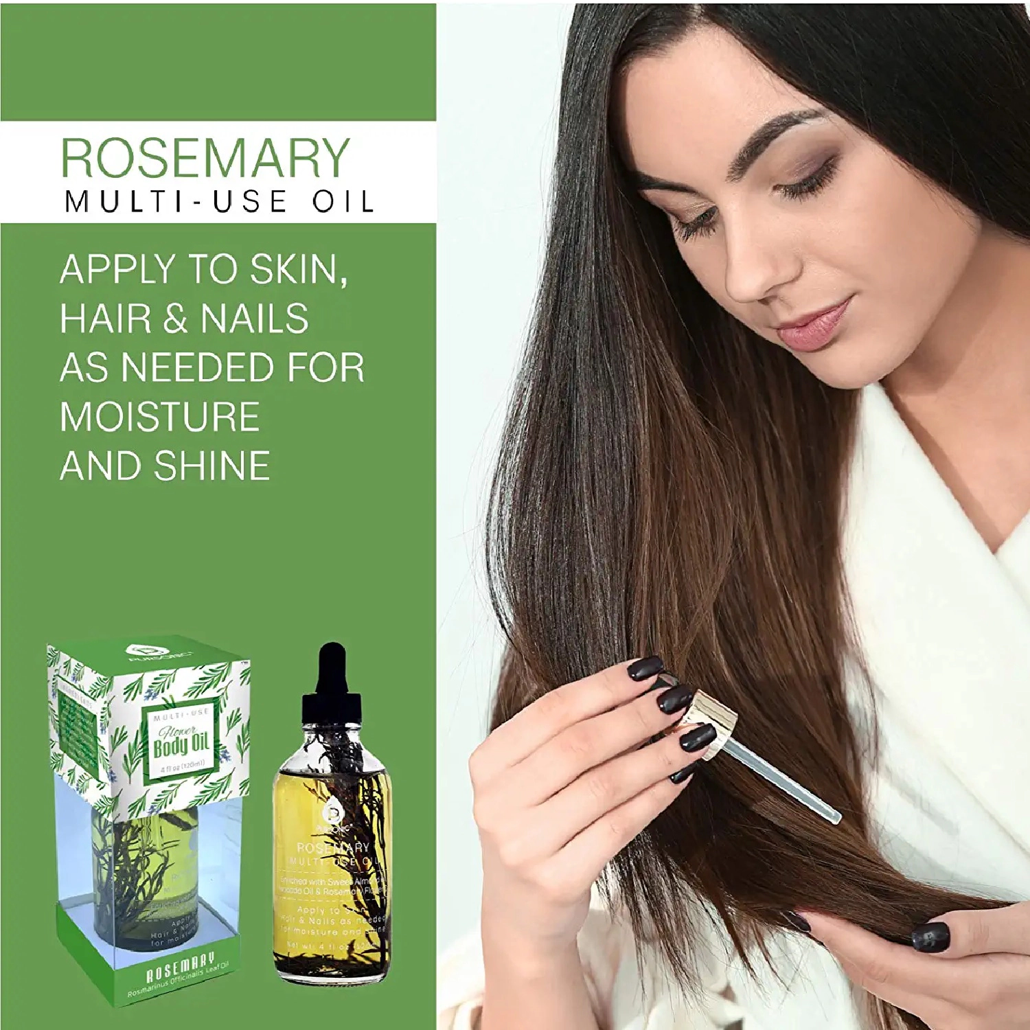 Pursonic Unisex Moisturizing Rosemary Flower Multi Use Body Oil 4 Oz