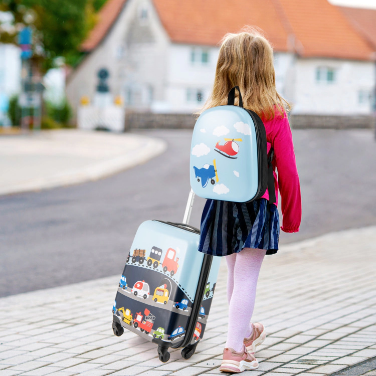 Hivvago 2 PCS Kid Luggage Set With Spinner Wheels for Children Boys Girls