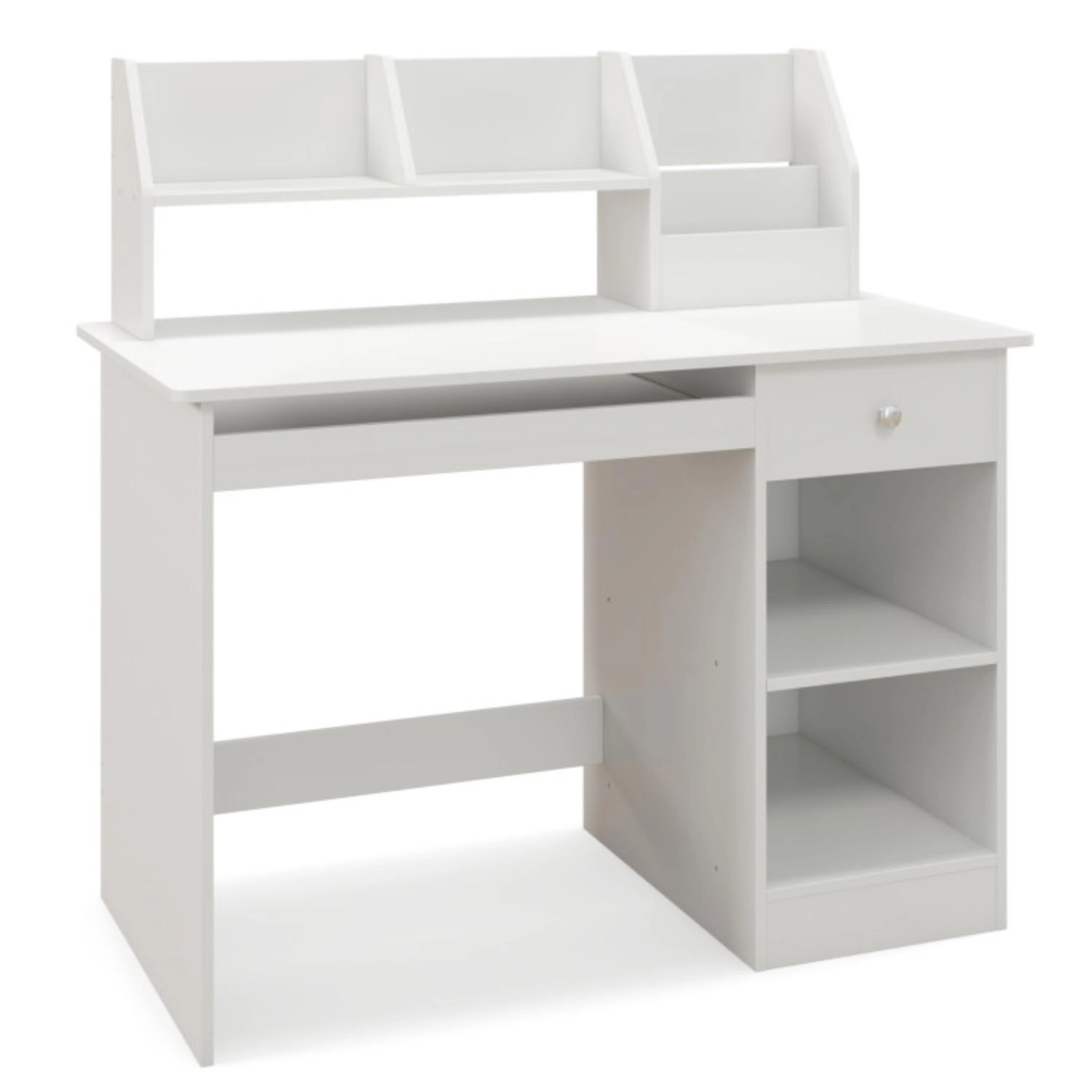 Hivvago Kids Study Desk Children Writing Table With Hutch Drawer Shelves And Keyboard Tray-White