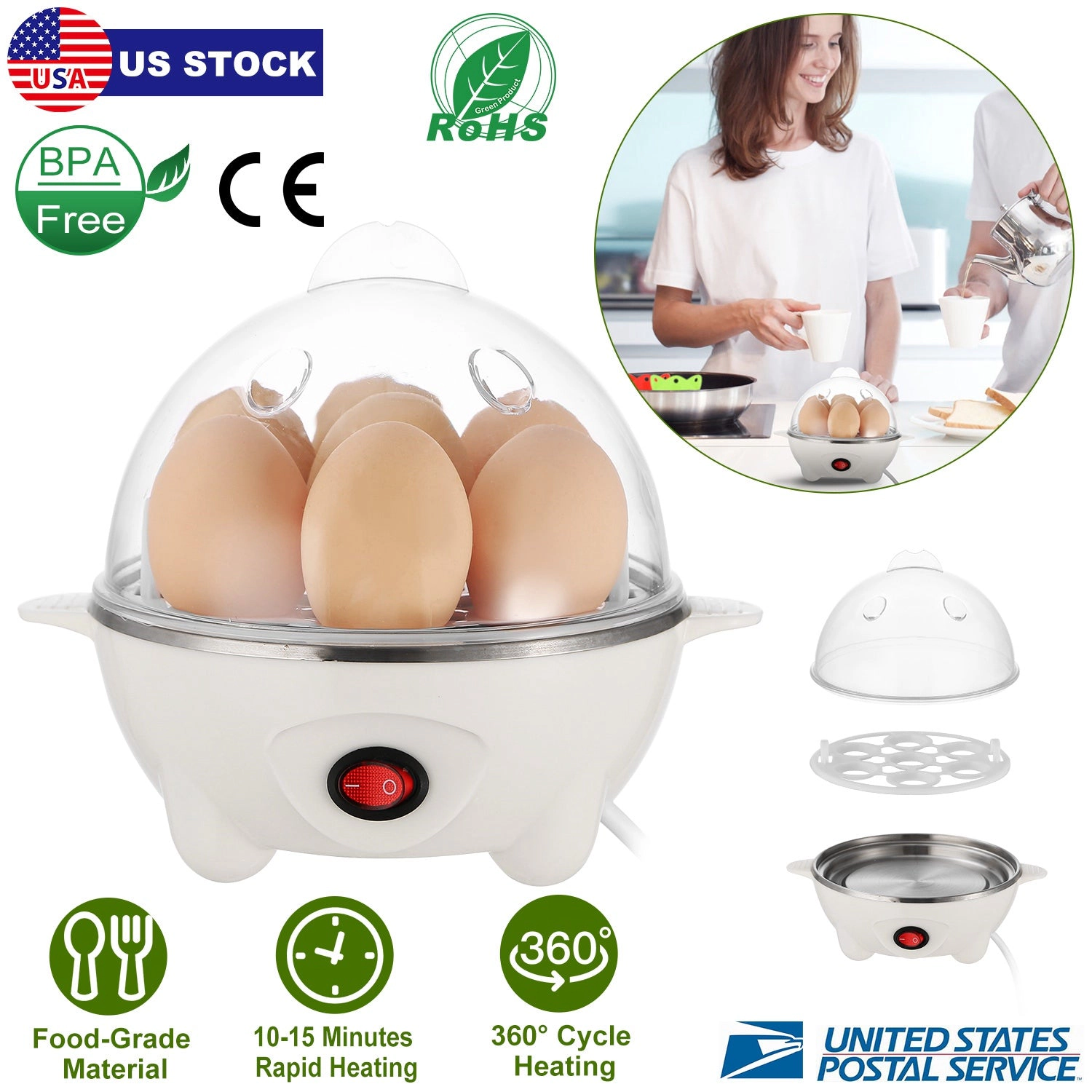 GBruno 7-Egg BPA-Free Electric Egg Cooker