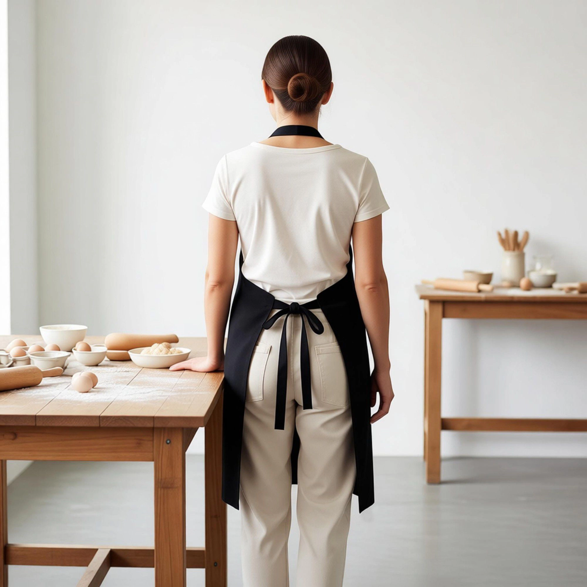 Alilang Unisex Kitchen Apron Cotton Blend Adjustable Neck with Pocket for Cooking Baking Crafting
