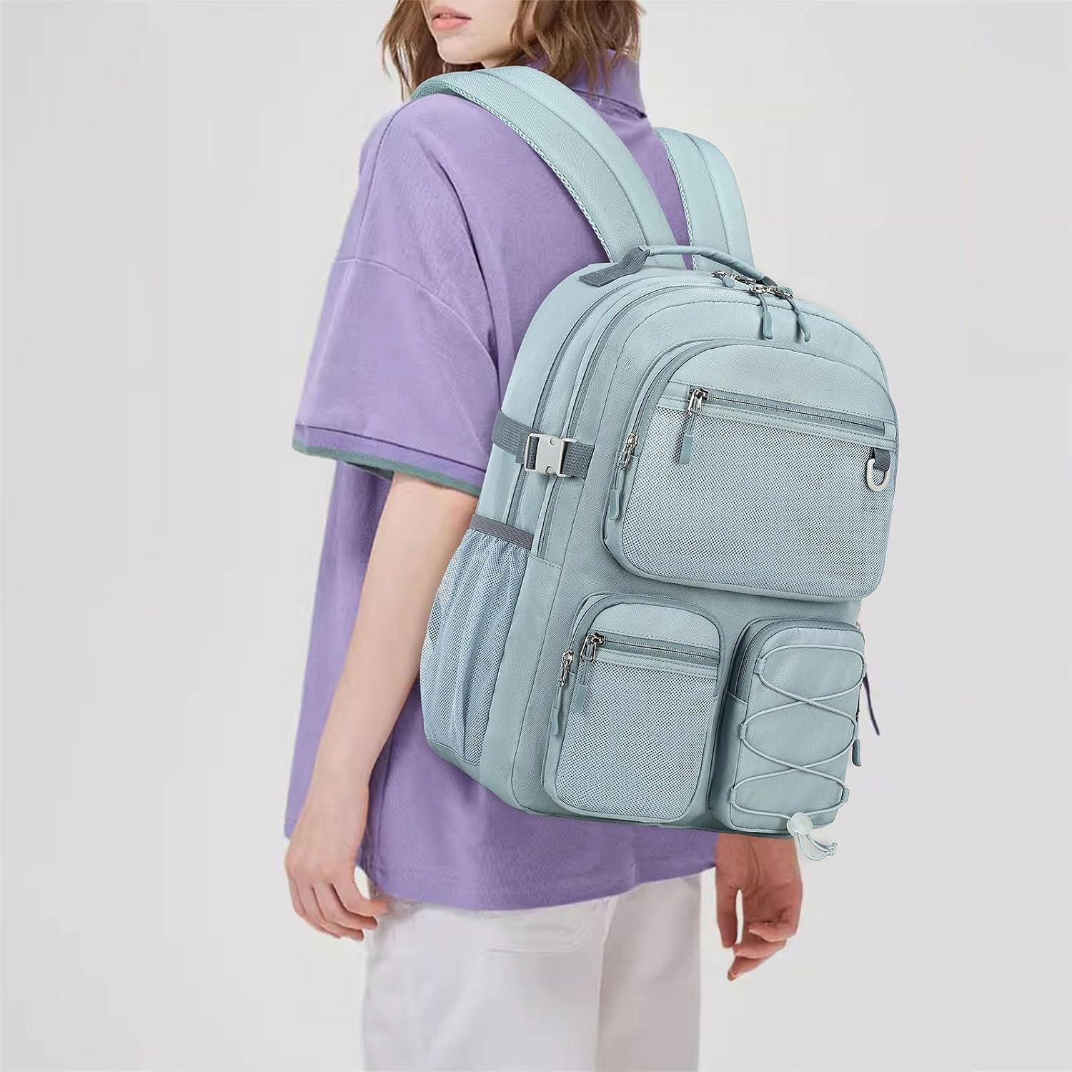 Clear Skye Unisex Light Blue Water-Resistant School Backpack
