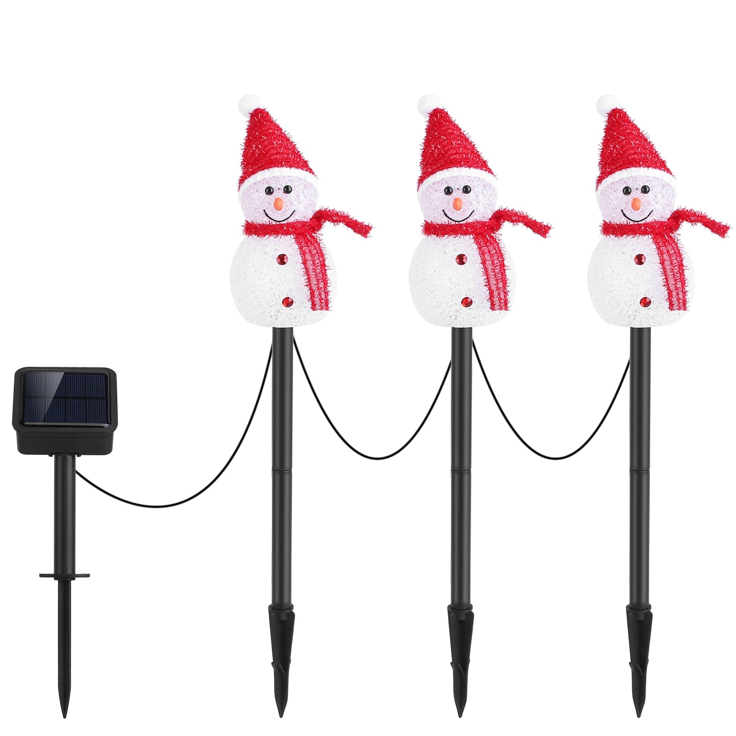 GBruno Solar 3-Pc Snowman Christmas Garden Stake Light