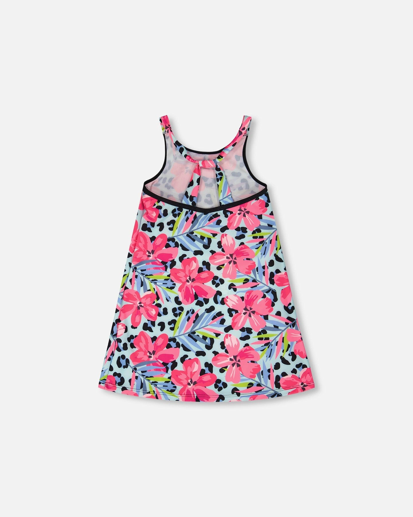 Deux par Deux Girls Swim Beach Dress Floral and Leopard Print