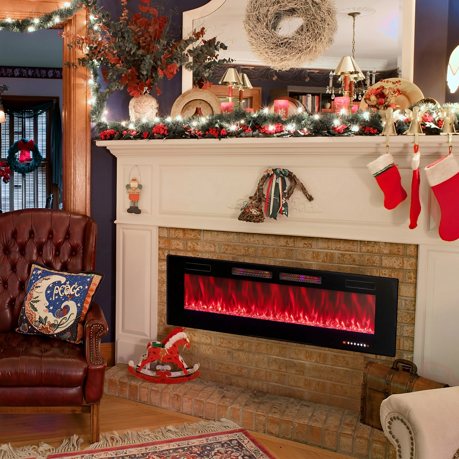 SUGIFT 60-Inch Ultra-Thin Electric Fireplace, Wall-Mounted or Recessed, App and Voice Control
