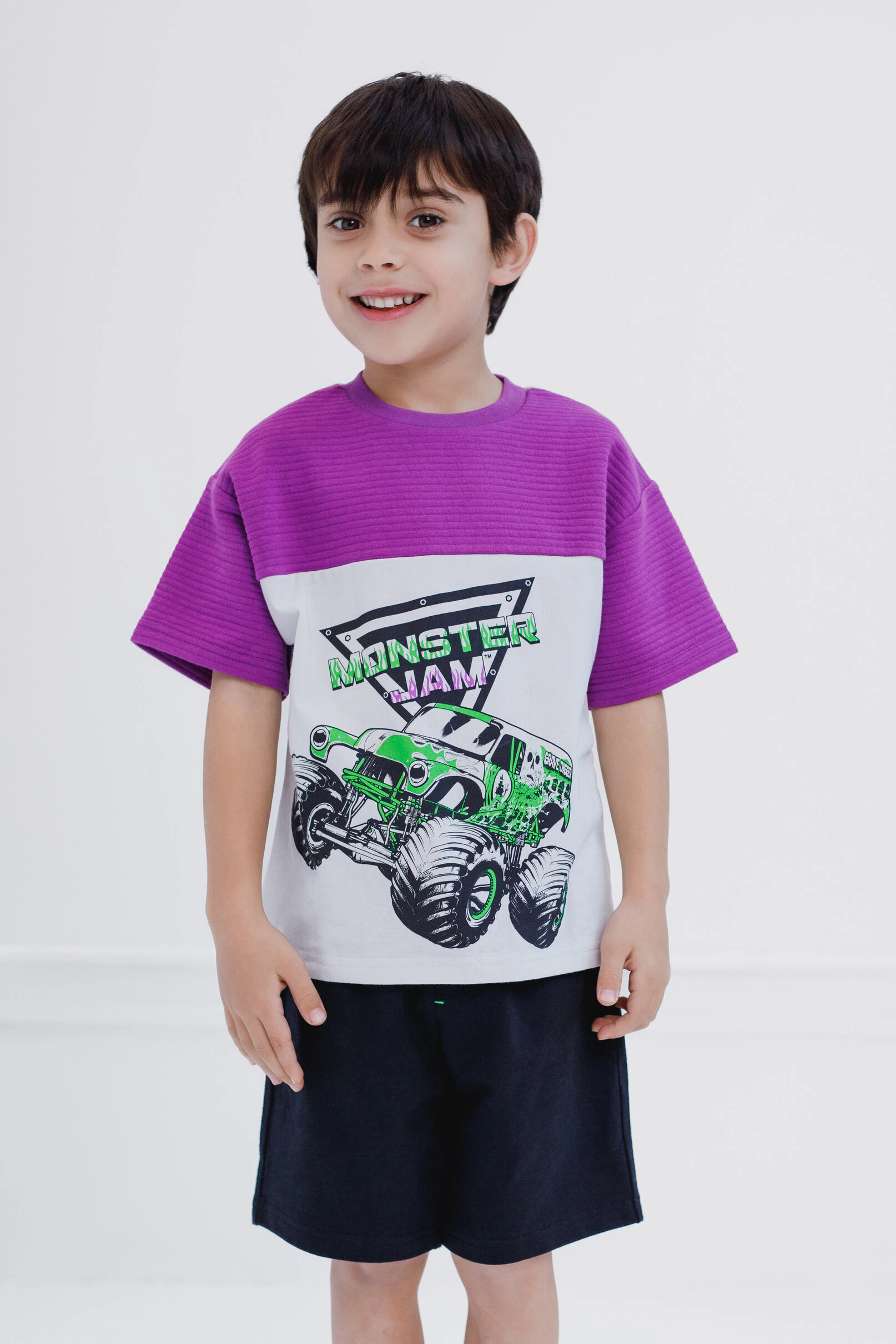 Monster Jam Grave Digger Boys' Athletic 2-Piece T-Shirt and Shorts Set