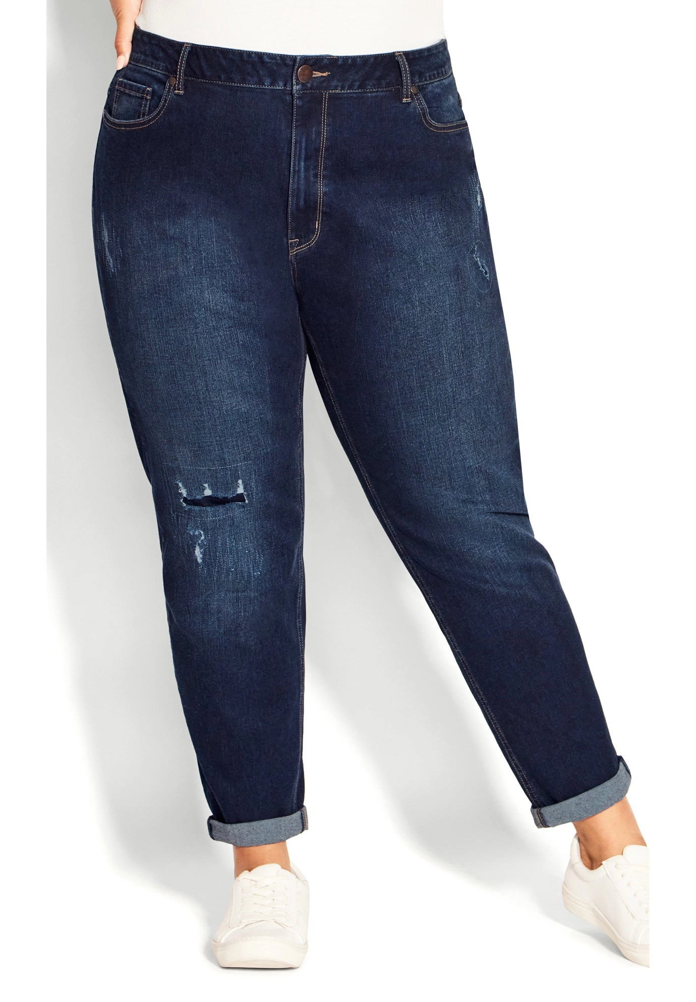 Avenue Women's Plus Girlfriend Rip Jean
