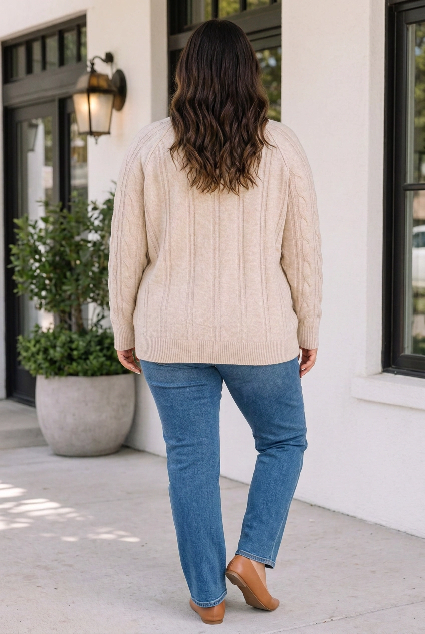 Threaded Pear Geraldine Tunic Length Sweater Long Sleeve PLUS Top