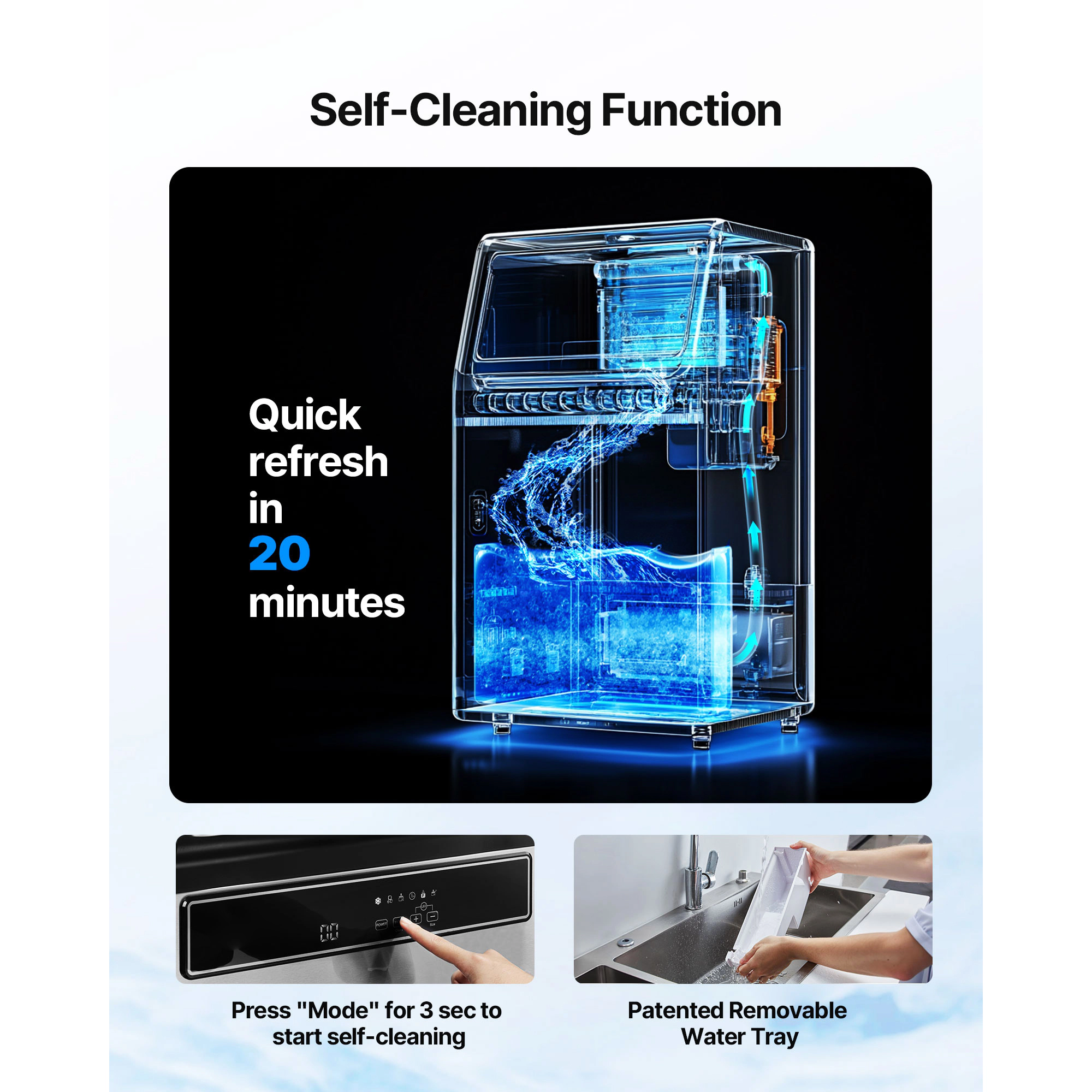 HONGGE Commercial Ice Maker Machine, with Storage, Freestanding Under Counter