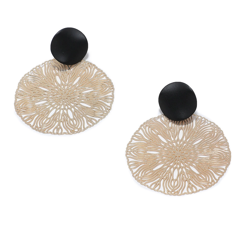 SOHI Women's Gold Filigree Drop Earrings