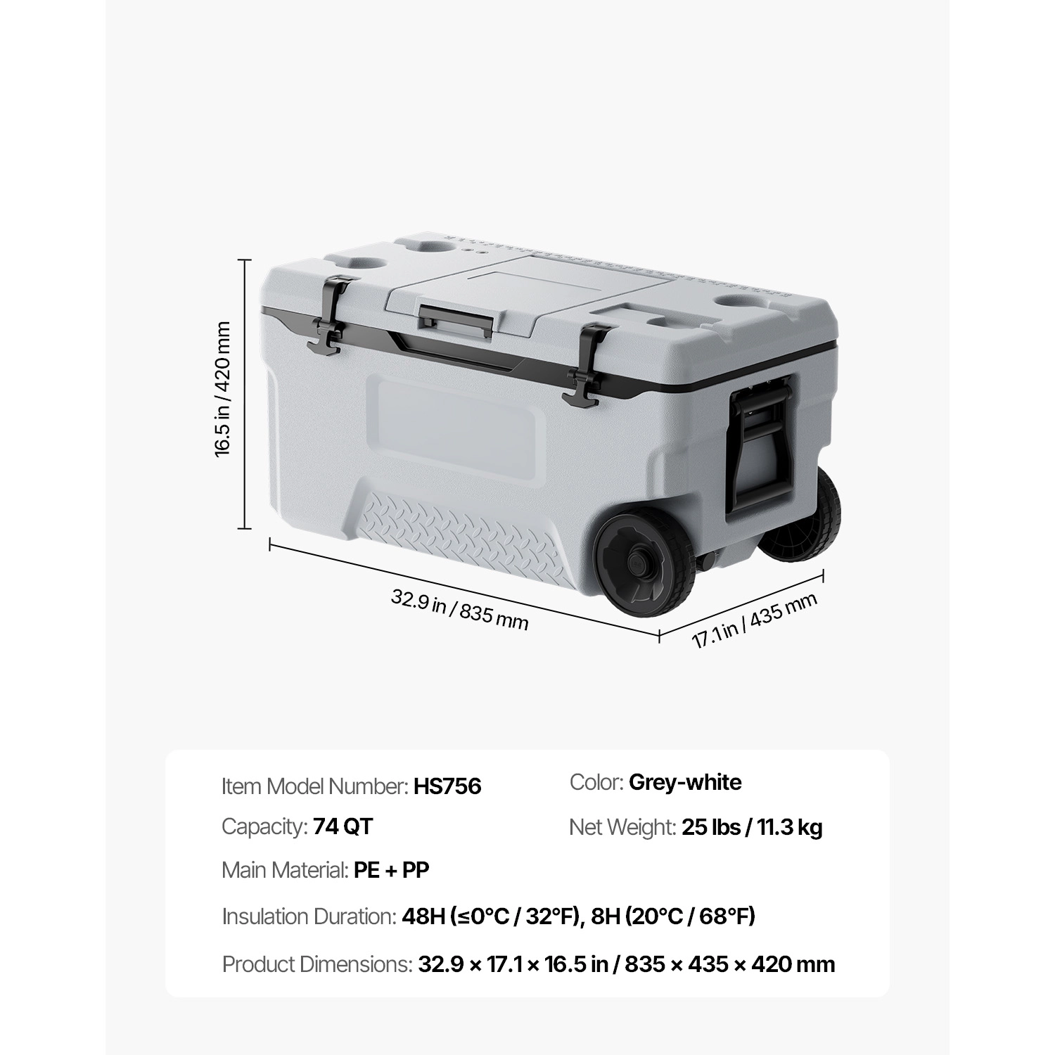 HONGGE Portable Cooler with Ice Retention for Picnics