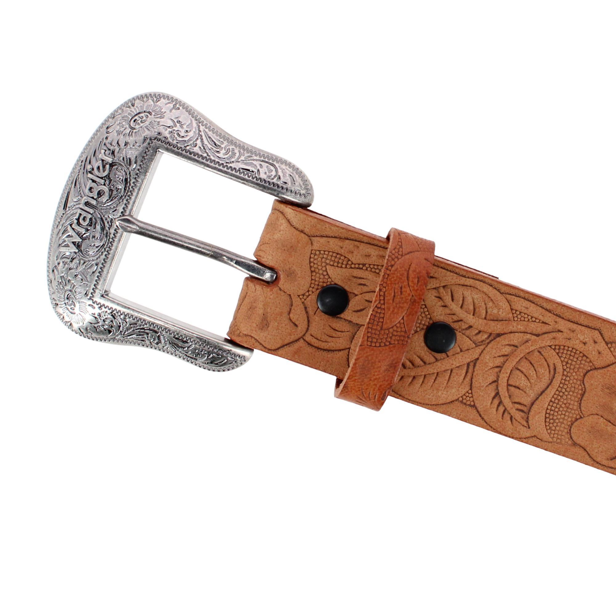 Wrangler Women's 1.5 Inch Floral Emboss Leather Belt