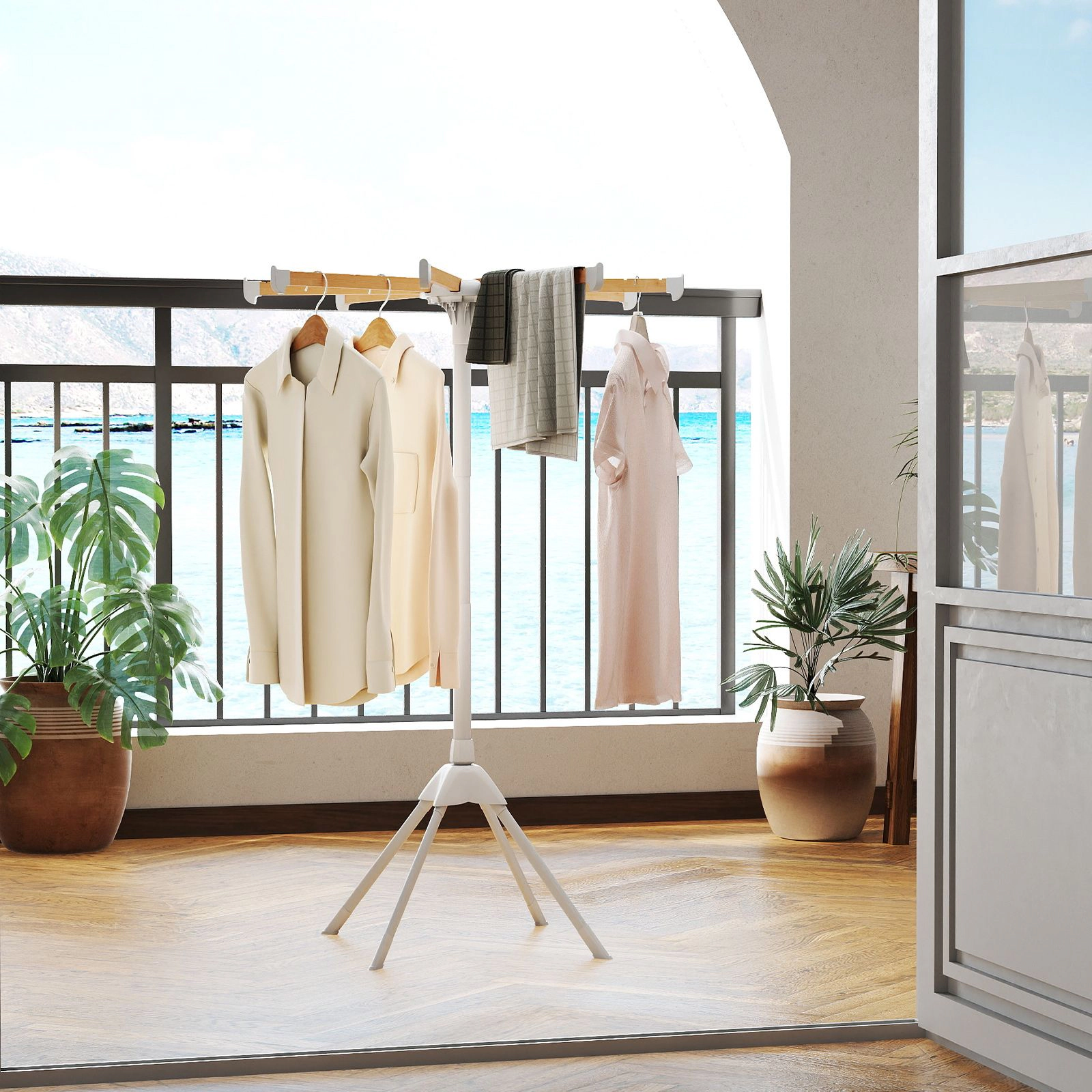 SlickBlue Portable Laundry Drying Stand with 40 Hanger Slots and Space-Saving Design