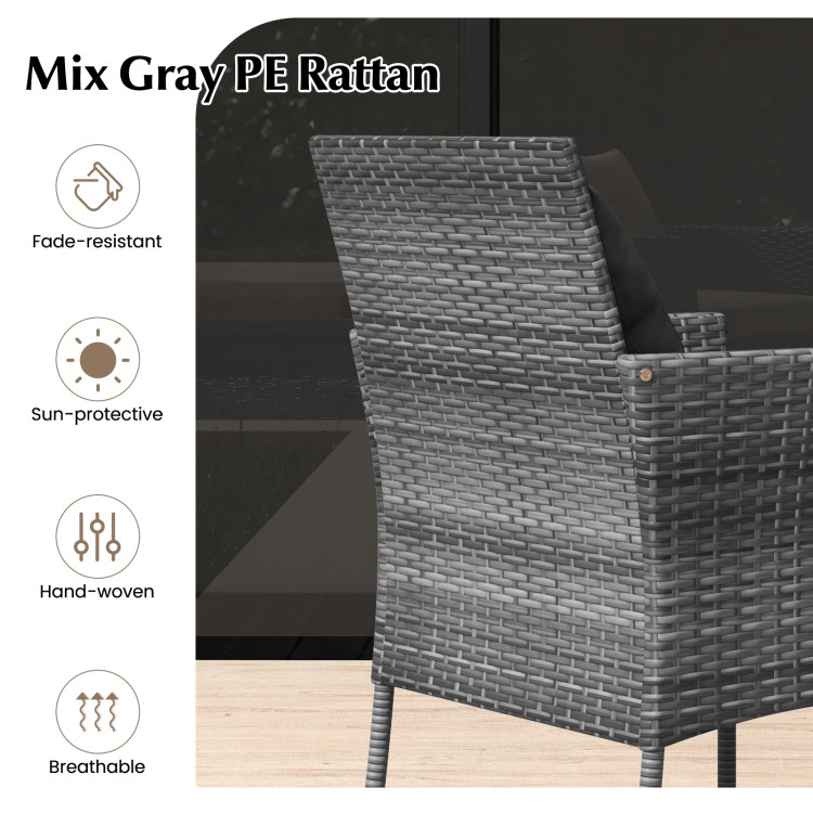Hivvago 3 Pieces Patio Furniture Set With Cushioned Chairs And Tempered Glass Coffee Table