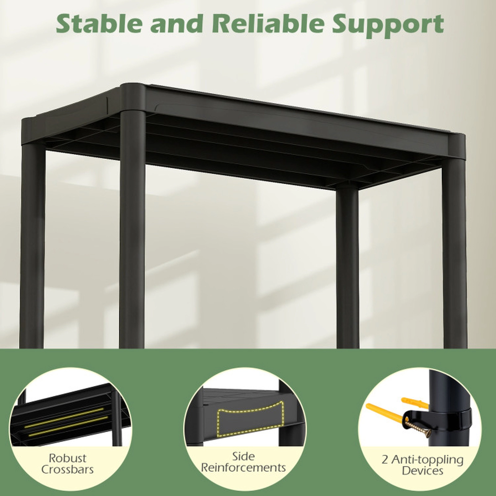SUGIFT 5-Tier 300-lb Capacity Freestanding Waterproof Plastic Storage Shelves Modular Shelving Unit