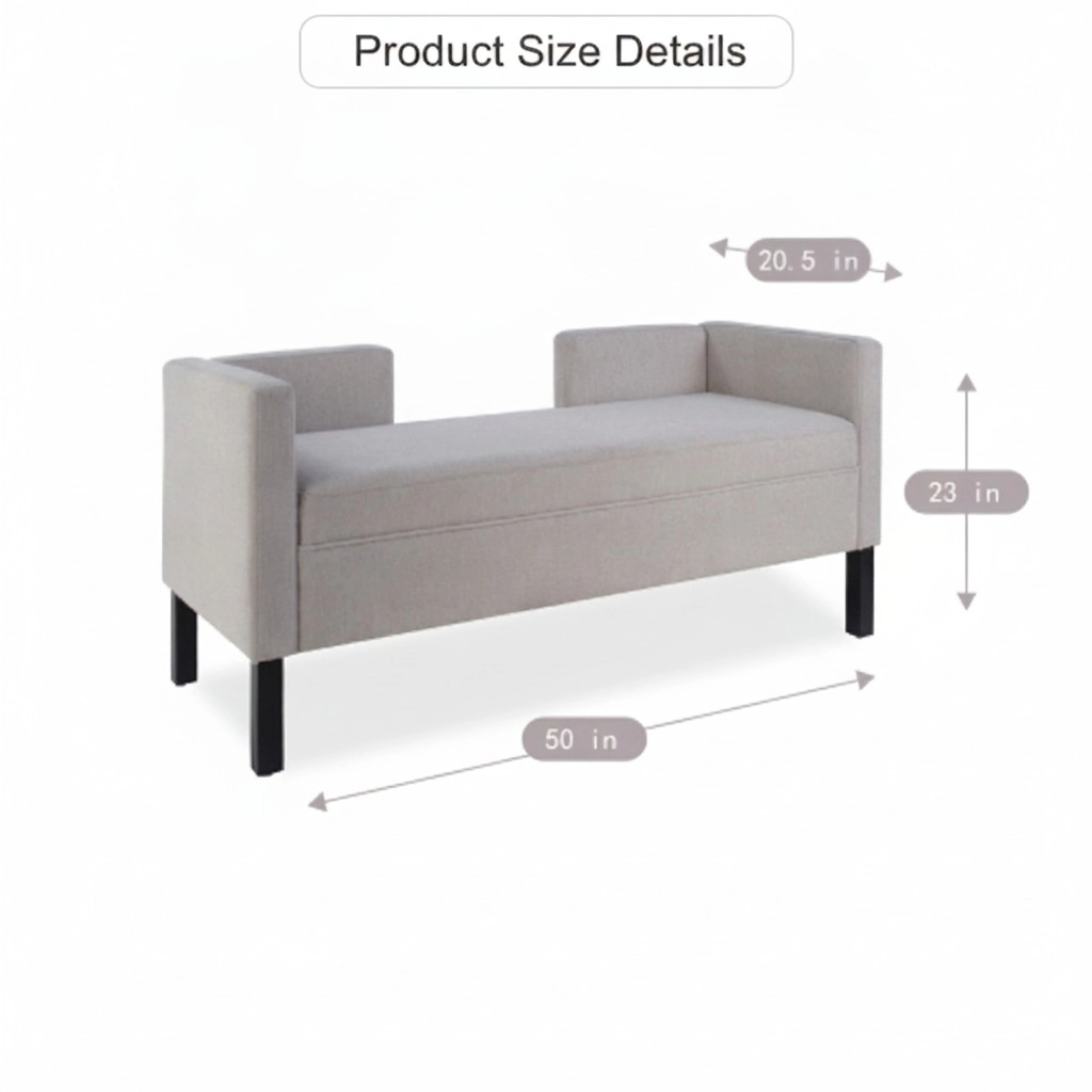 GOODSILO Upholstered Rectangular Ottoman Versatile Extra Seating Foot Rest Soft